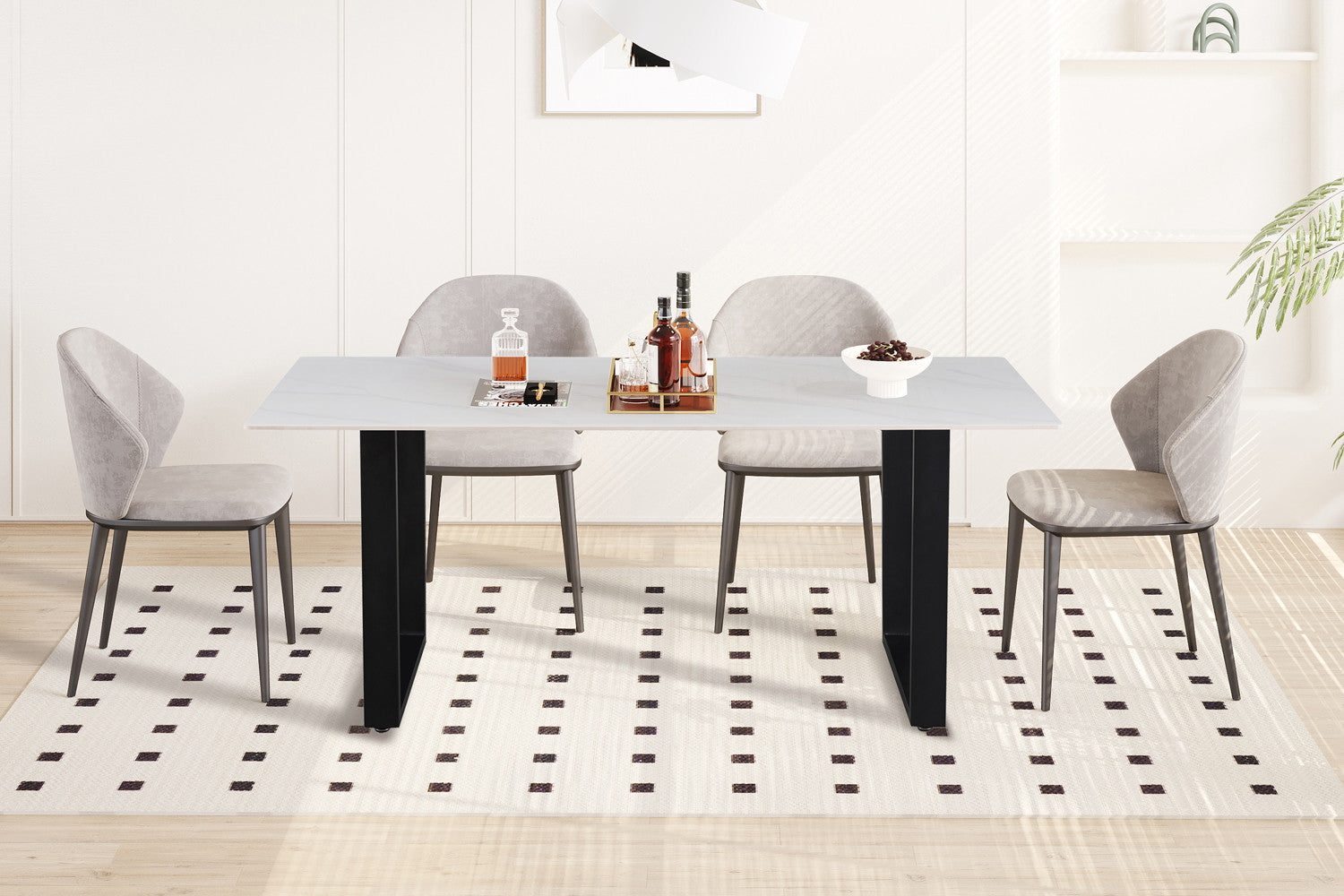 Tafel 'Poseidon' 180 cm Rechthoekig Glanzend Steen Wit - RS