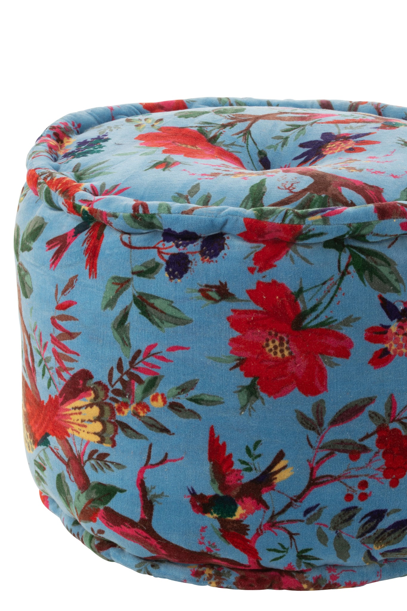 Pouf oiseaux/fleurs bleu - J-LINE
