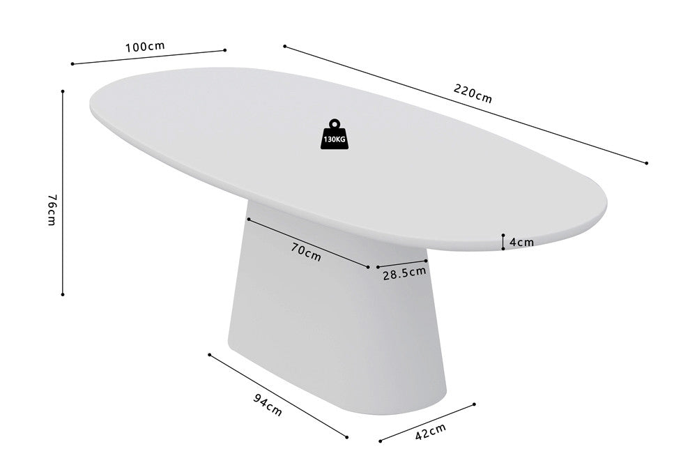 Eettafel 'Tavira' 220 cm Ovaal Cement ecru - RS