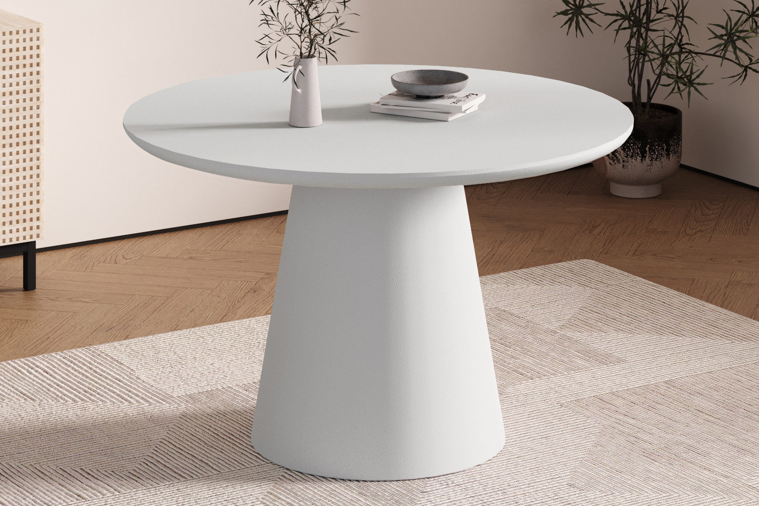 Eettafel 'Tavira' 120 cm Rond Cement Ecru - RS