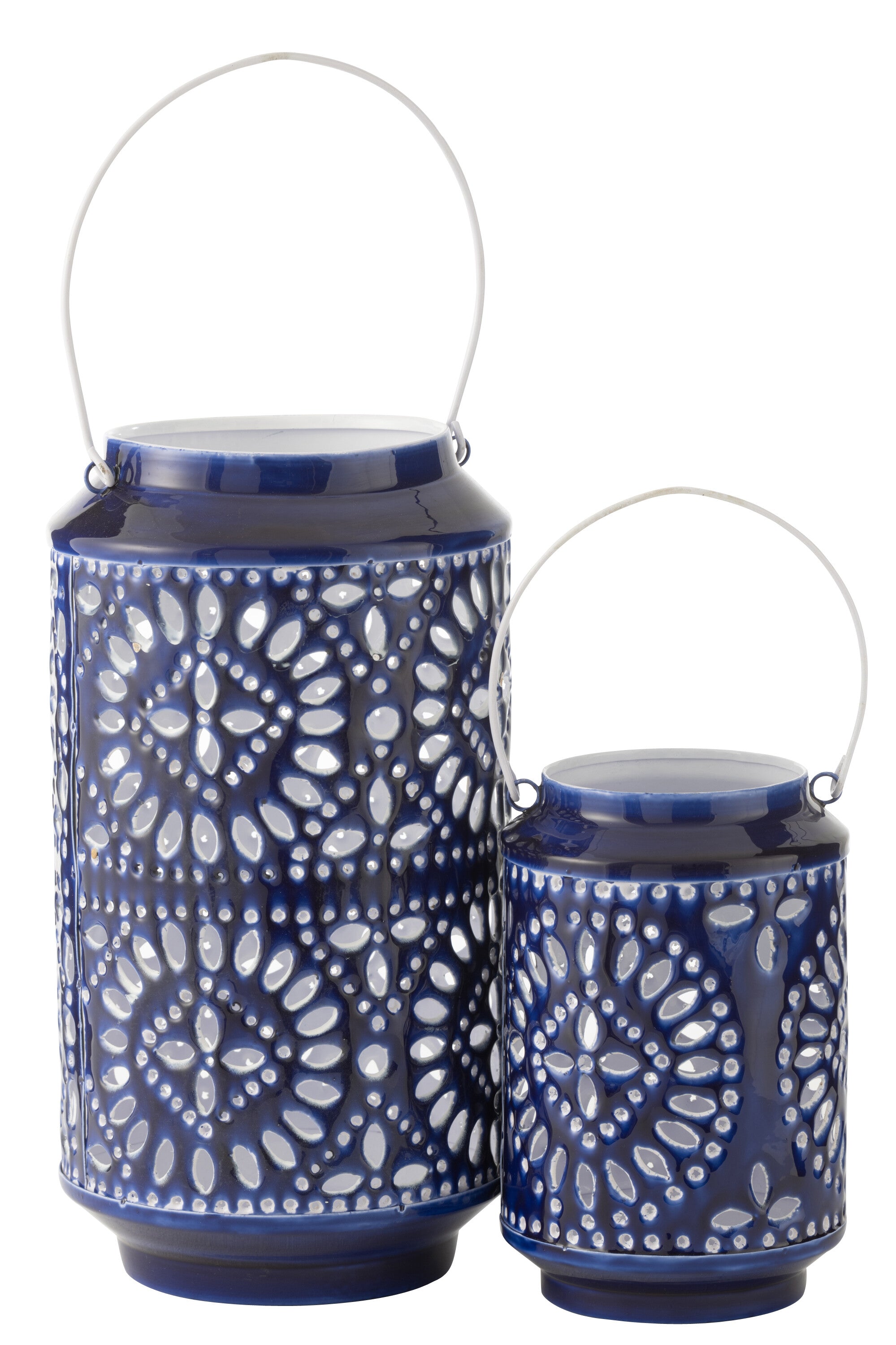 Lantaarn IJzer Blauw/Wit L - J-LINE
