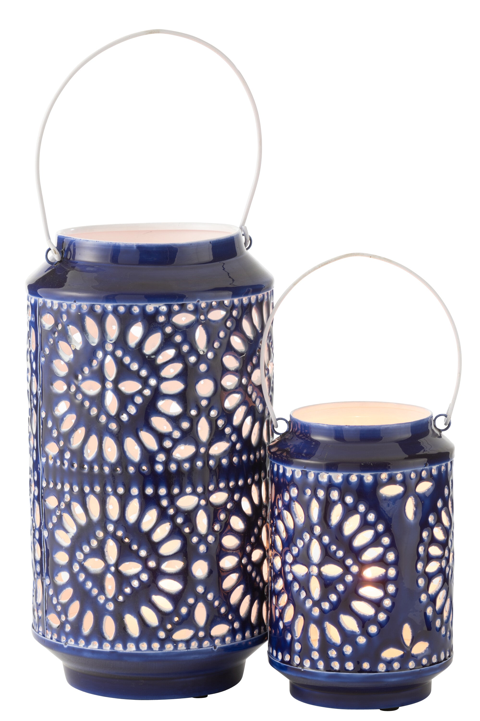 Lantaarn IJzer Blauw/Wit L - J-LINE