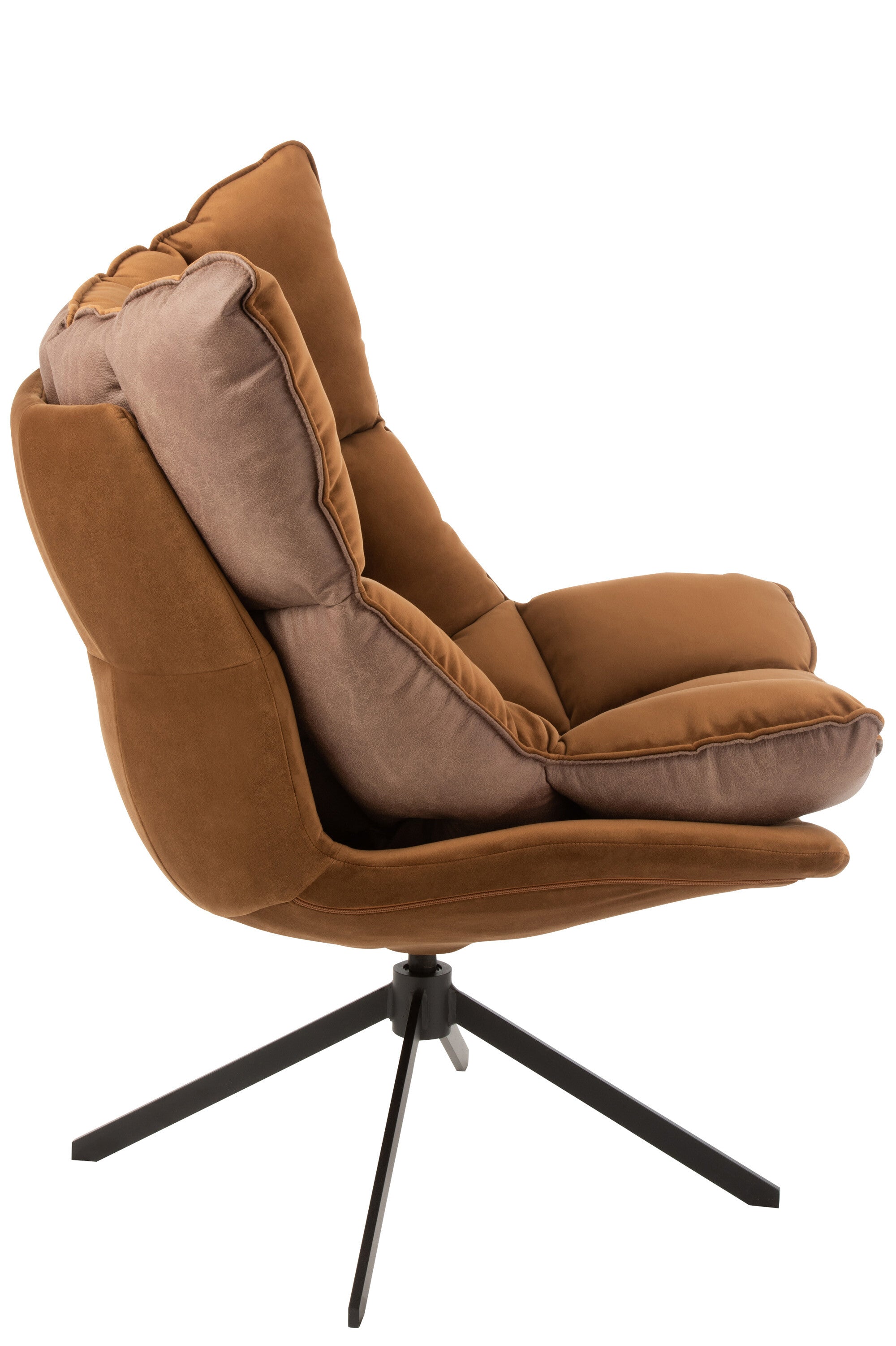 clubstoel Op Frame Textiel/Metaal Bruin - J-LINE