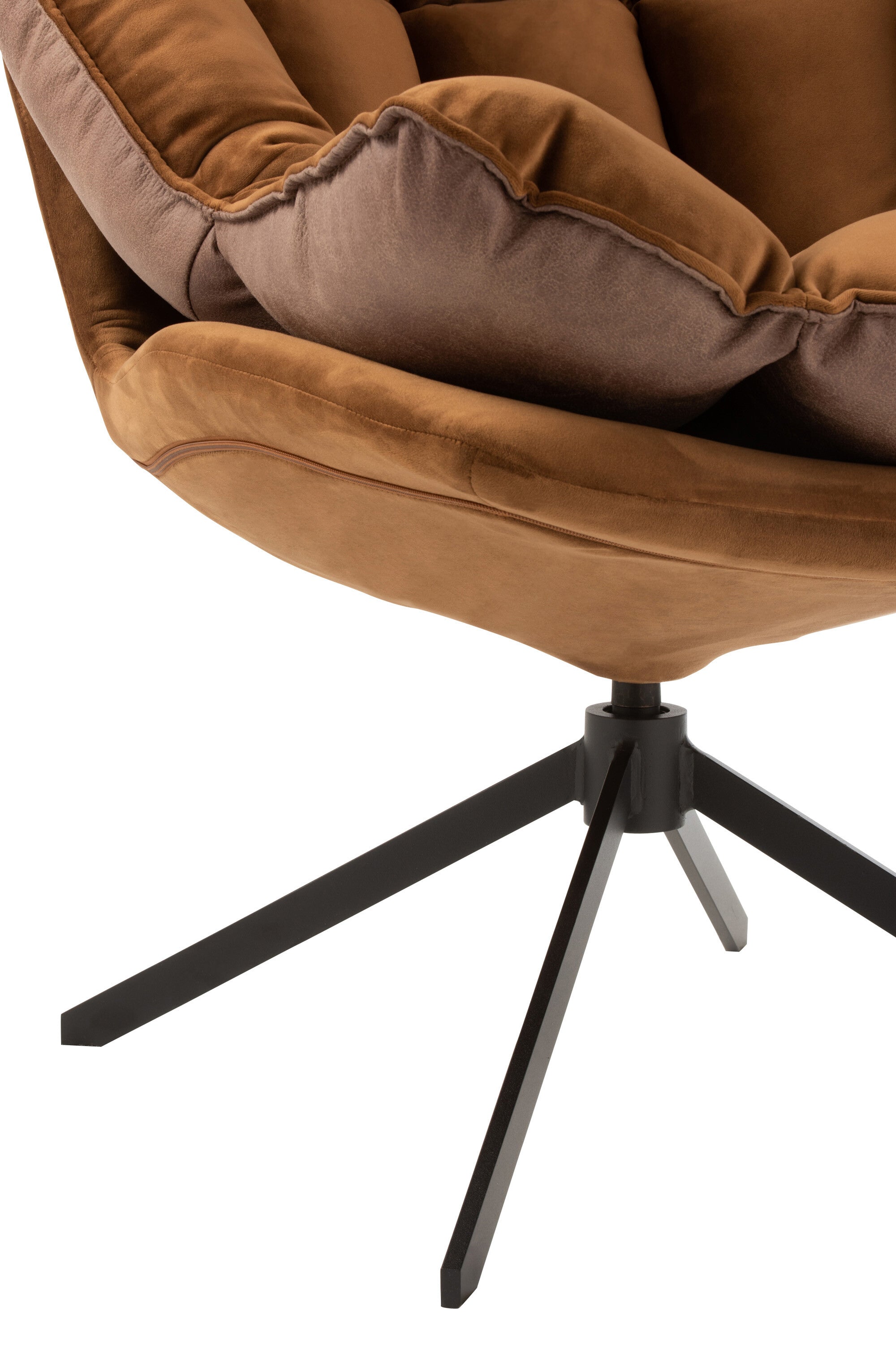 clubstoel Op Frame Textiel/Metaal Bruin - J-LINE