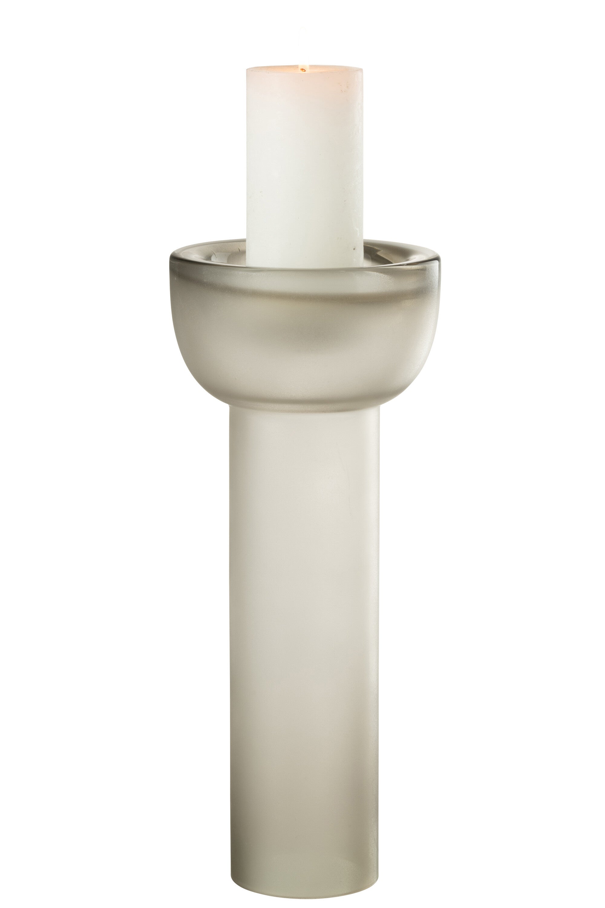 Vaas/Kaarsenhouder Yara Glas Greige L - J-LINE