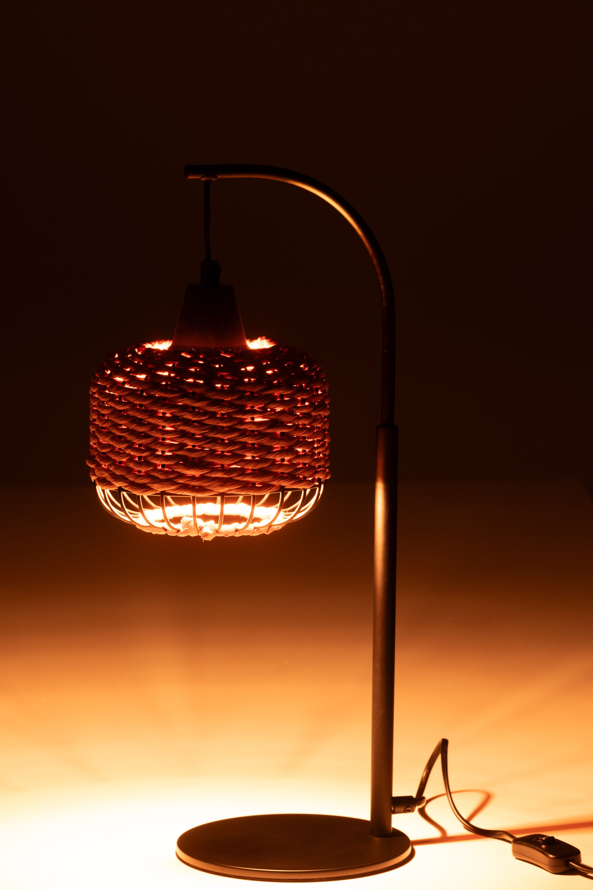 Lampe de table lanterne en métal orange - J-LINE