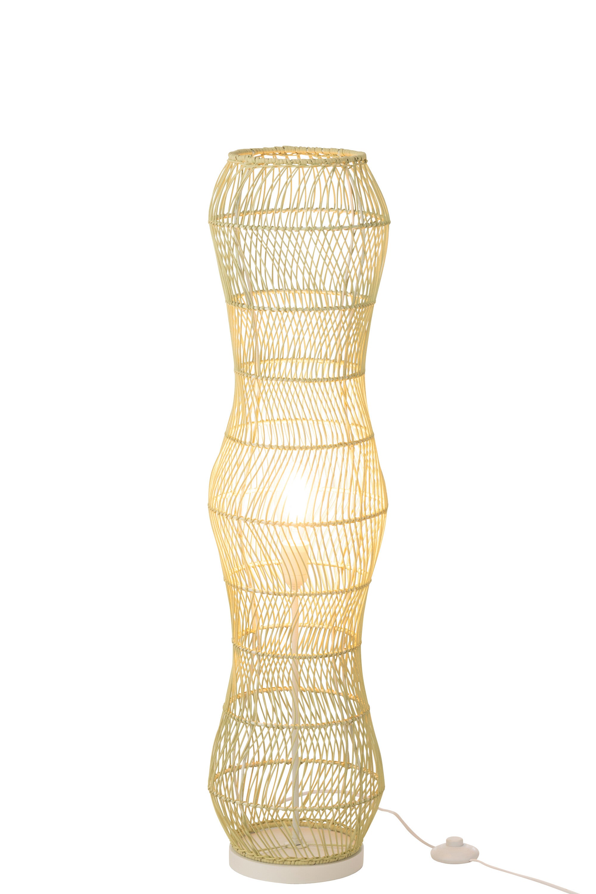 Lampadaire en rotin, métal tressé, vert - J-LINE