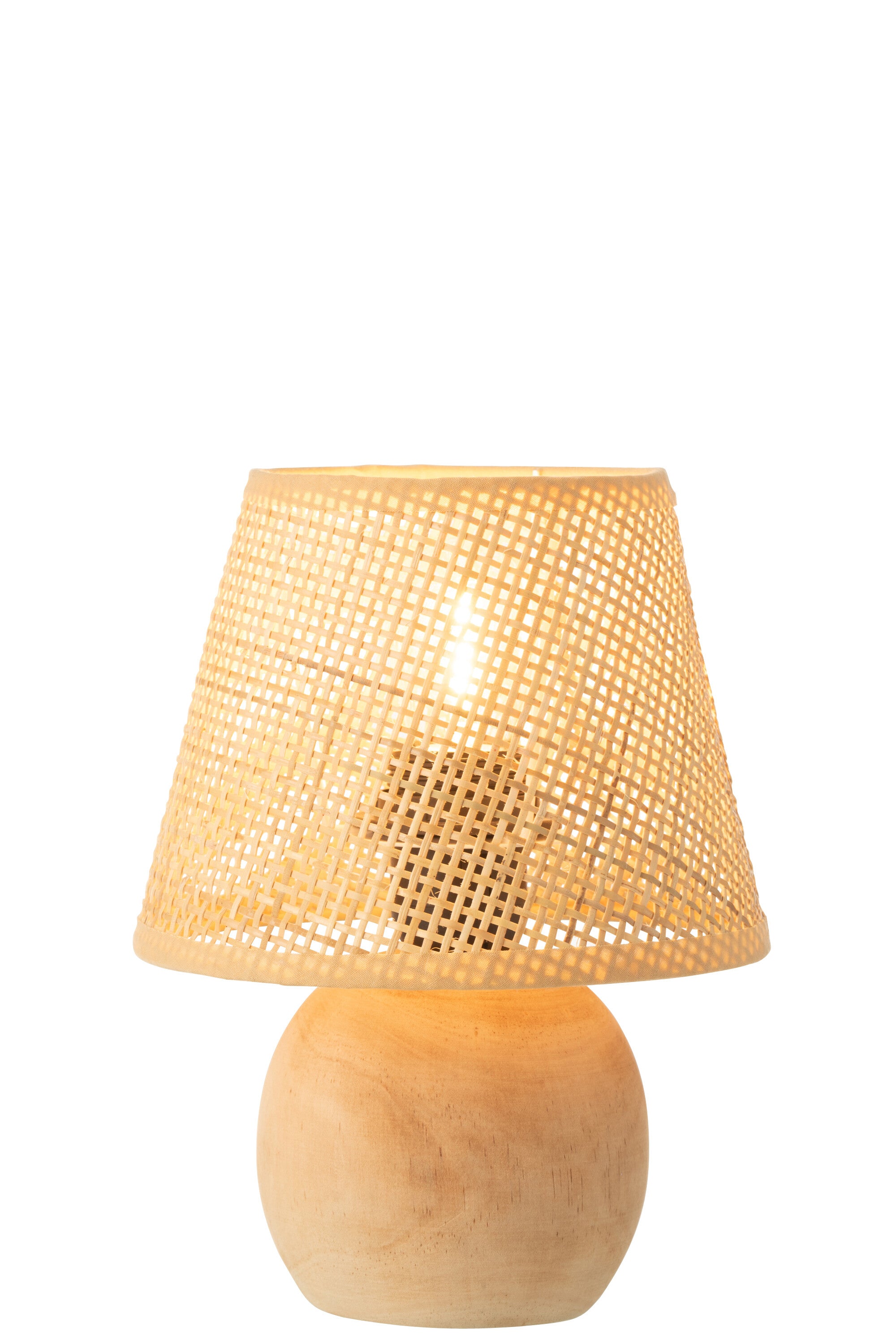 Lampe de table en bois tressé/métal - J-LINE