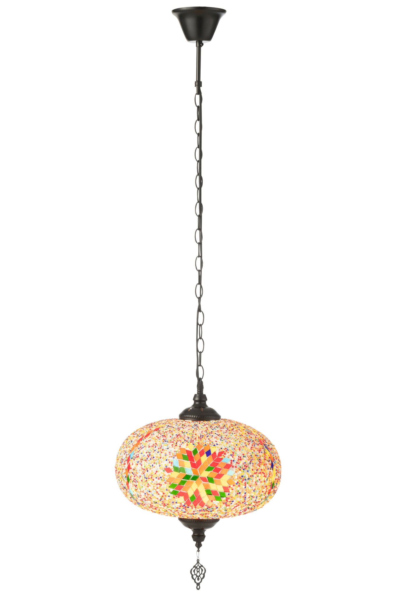 Suspension verre mosaïque/métal orange L - J-LINE