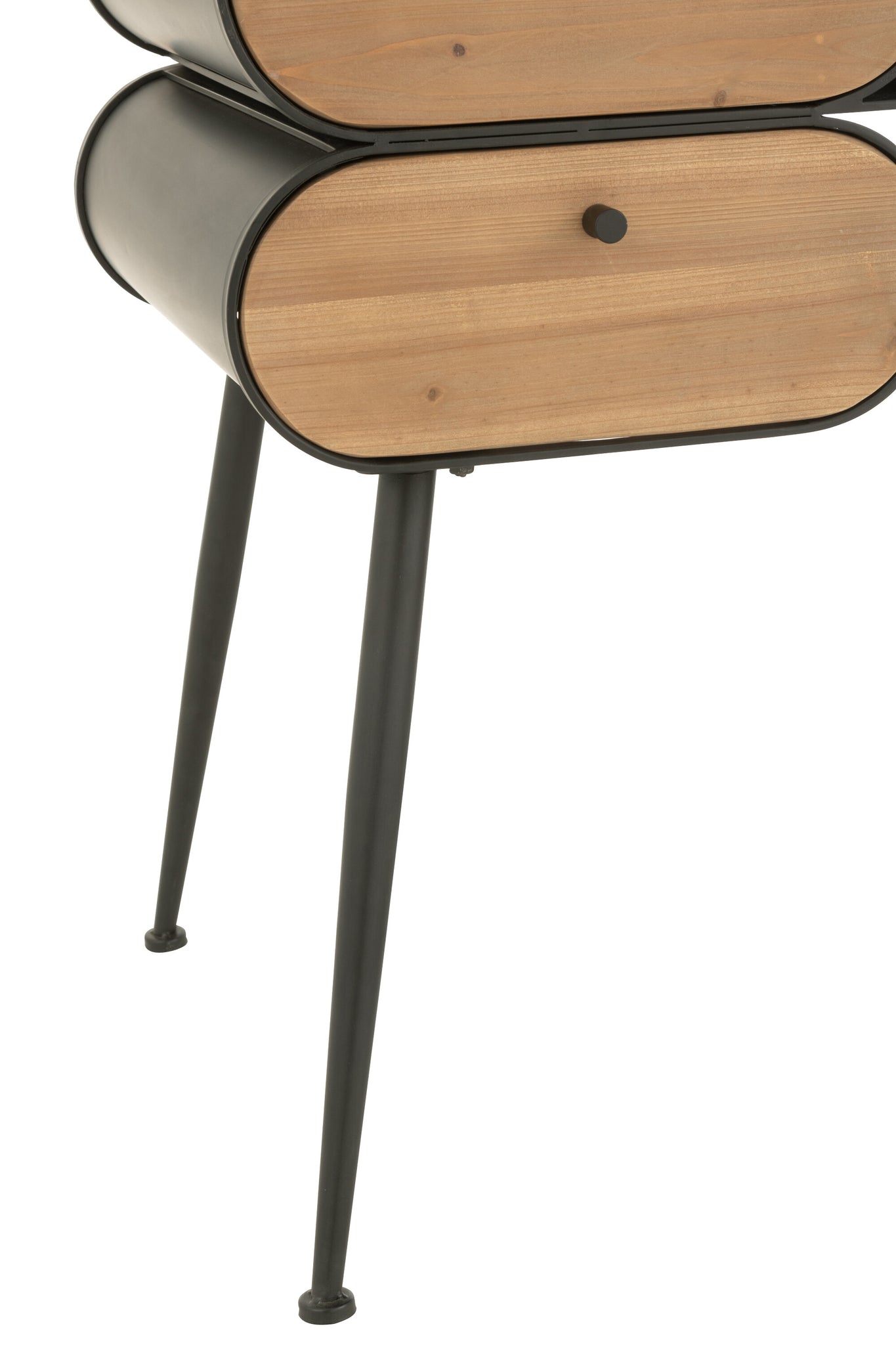 Bureau Hout En Metaal Bureau Sparrenhout Zwart/Licht Beige - J-LINE