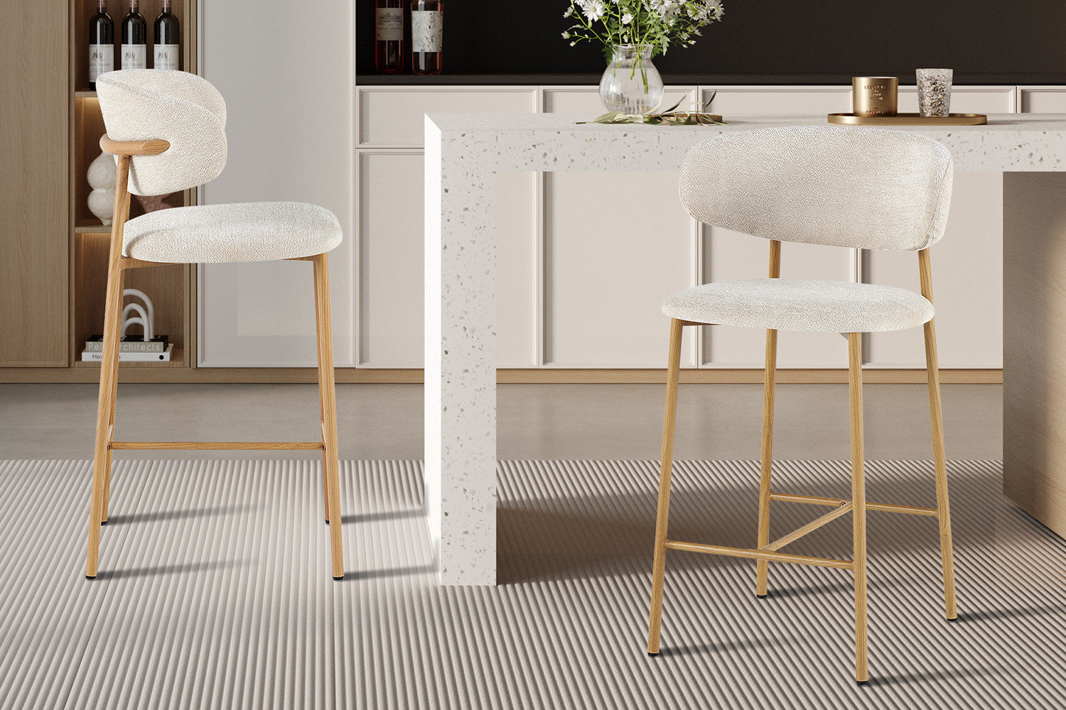 NIEUW - Counterstoel 'Coco' Naturel - Stof Raven 24 Beige - RS