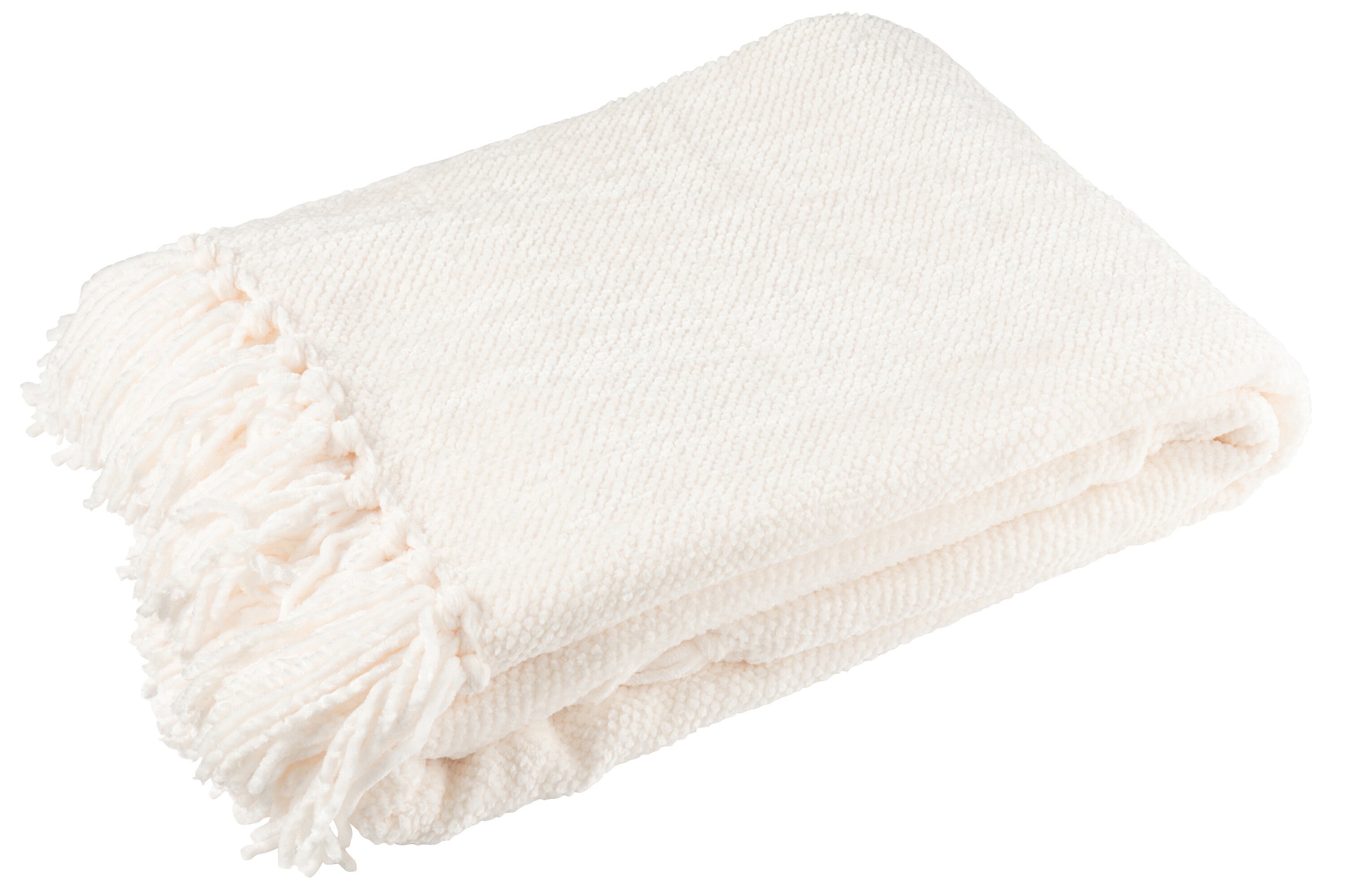 Plaid chenille polyester blanc - J-LINE