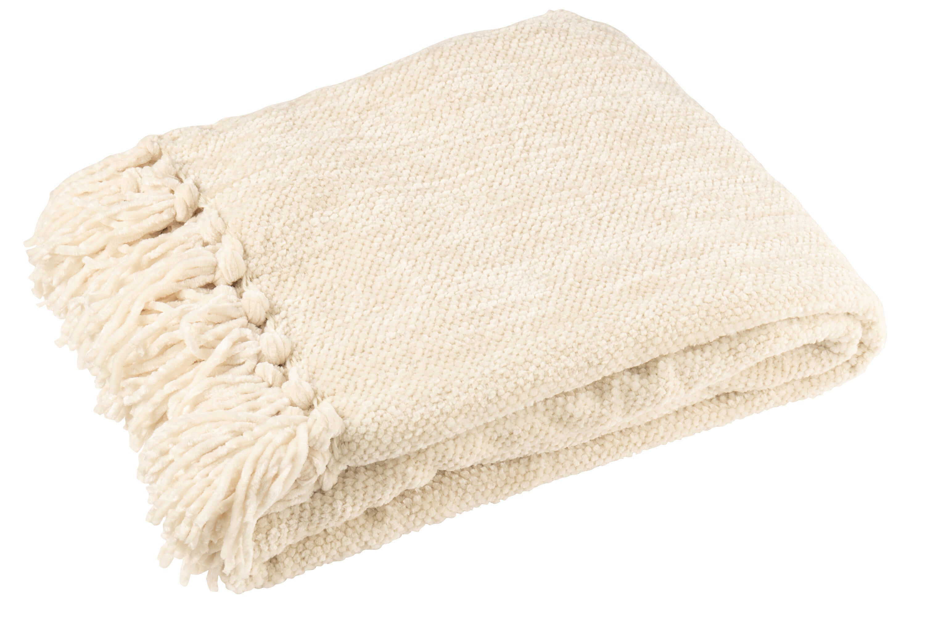 Plaid chenille polyester écru - J-LINE