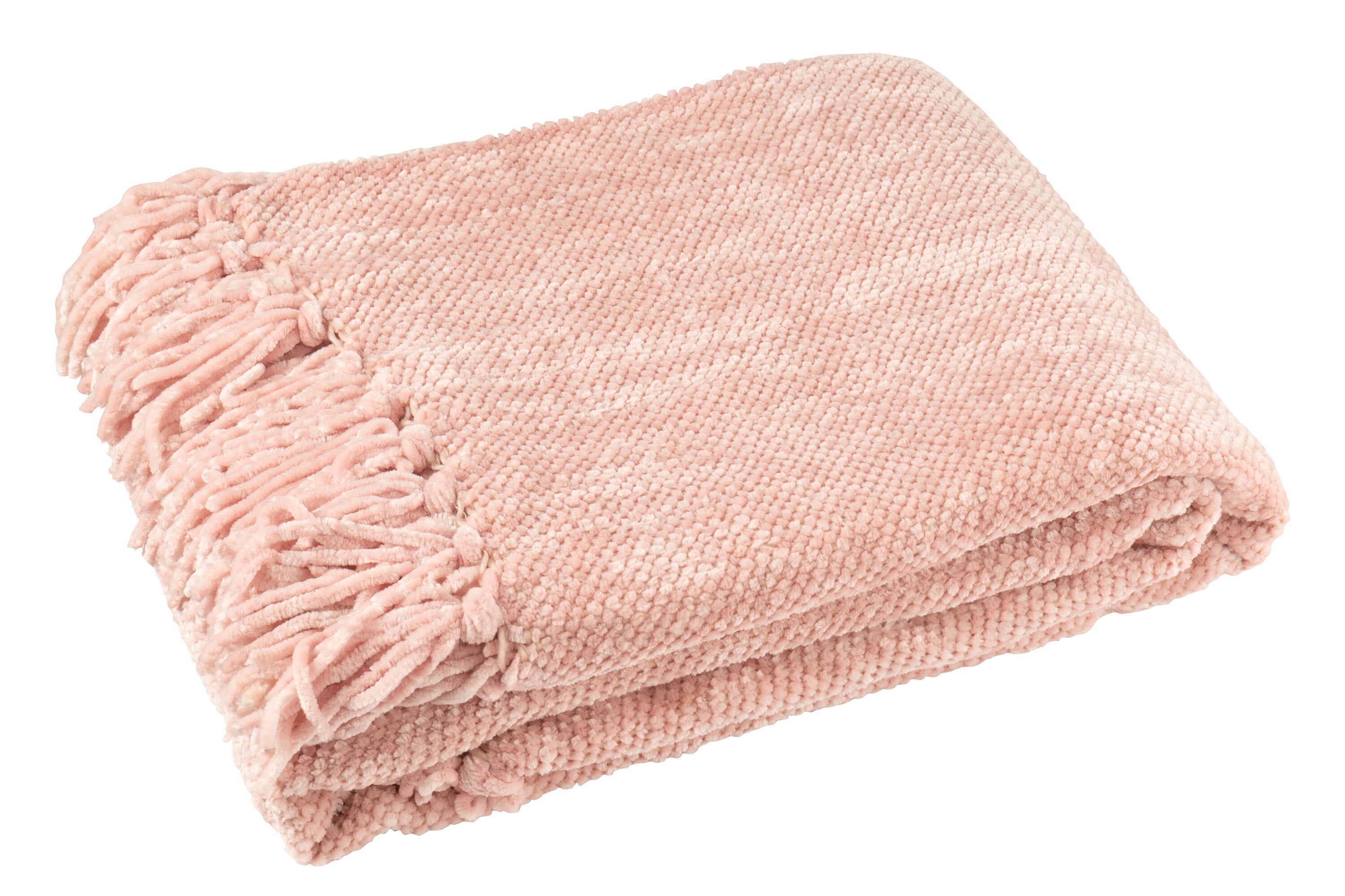 Plaid chenille polyester rose clair - J-LINE
