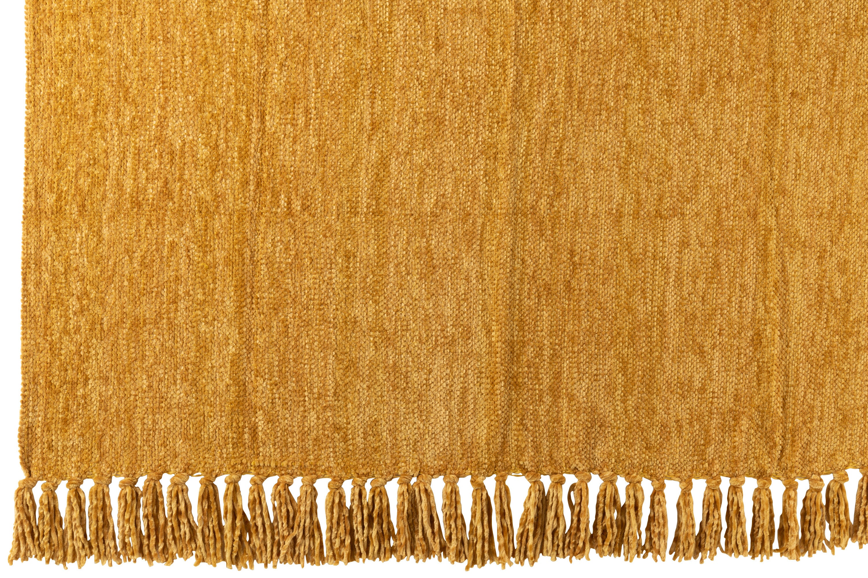 Plaid chenille polyester ocre jaune - J-LINE