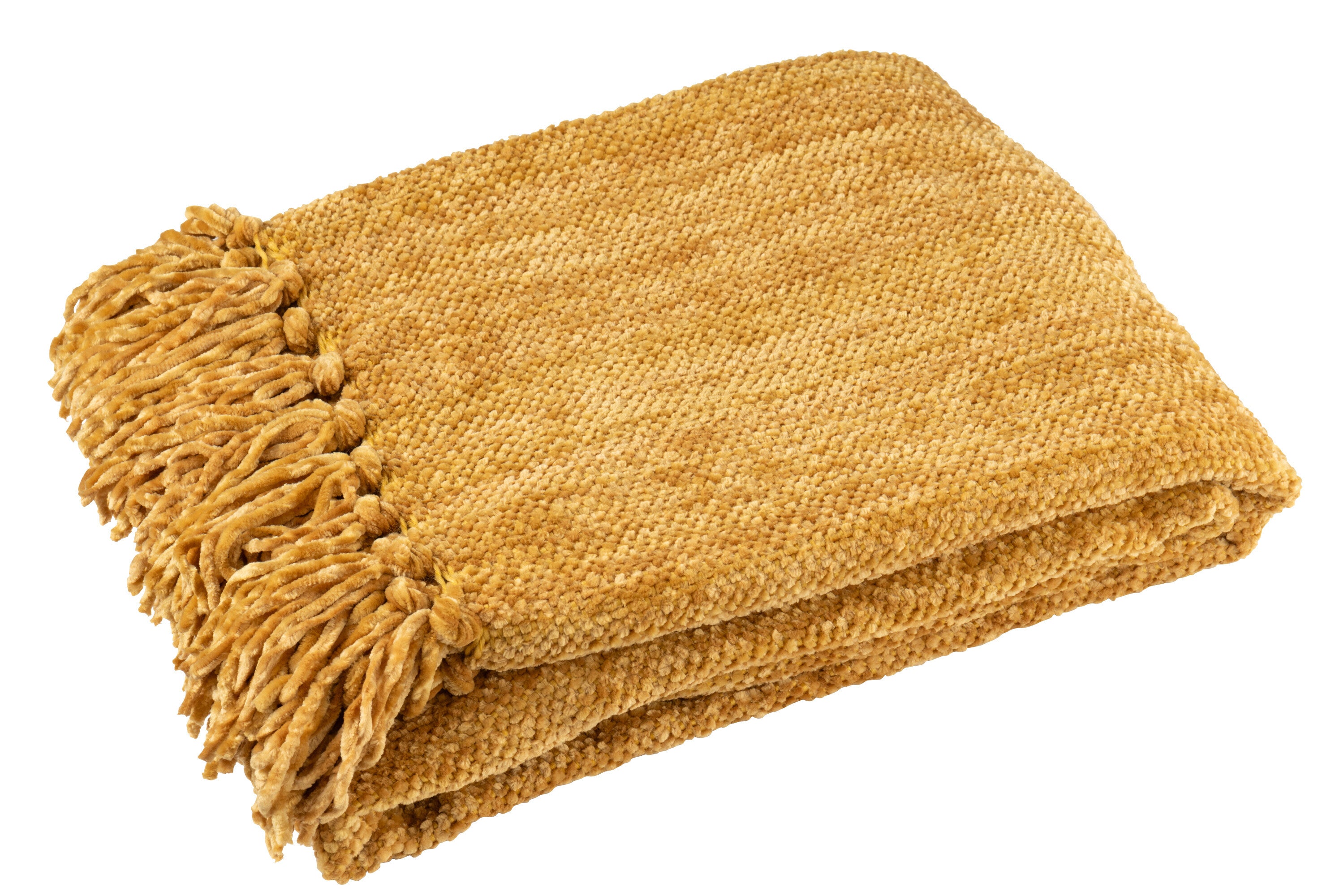 Plaid chenille polyester ocre jaune - J-LINE