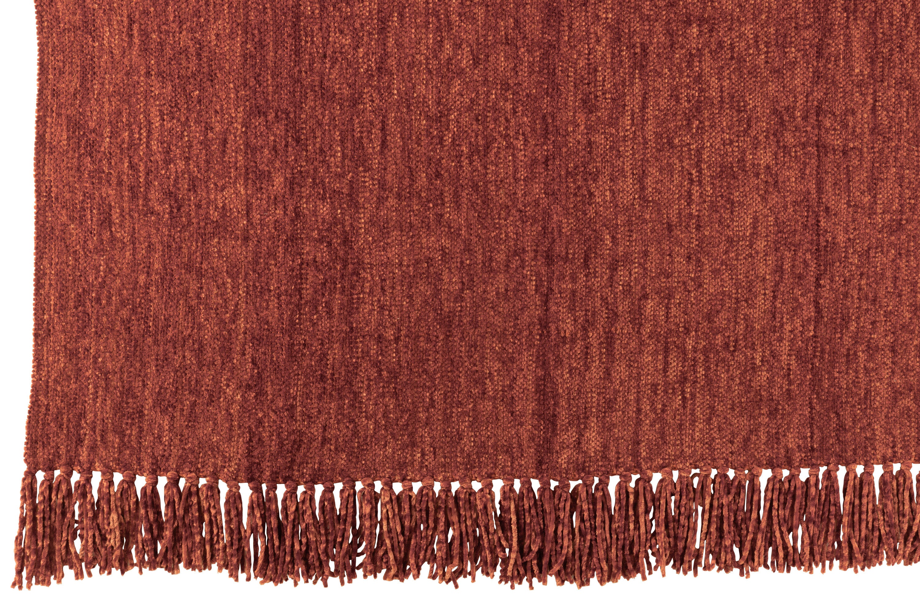 Plaid chenille polyester marron rouille - J-LINE