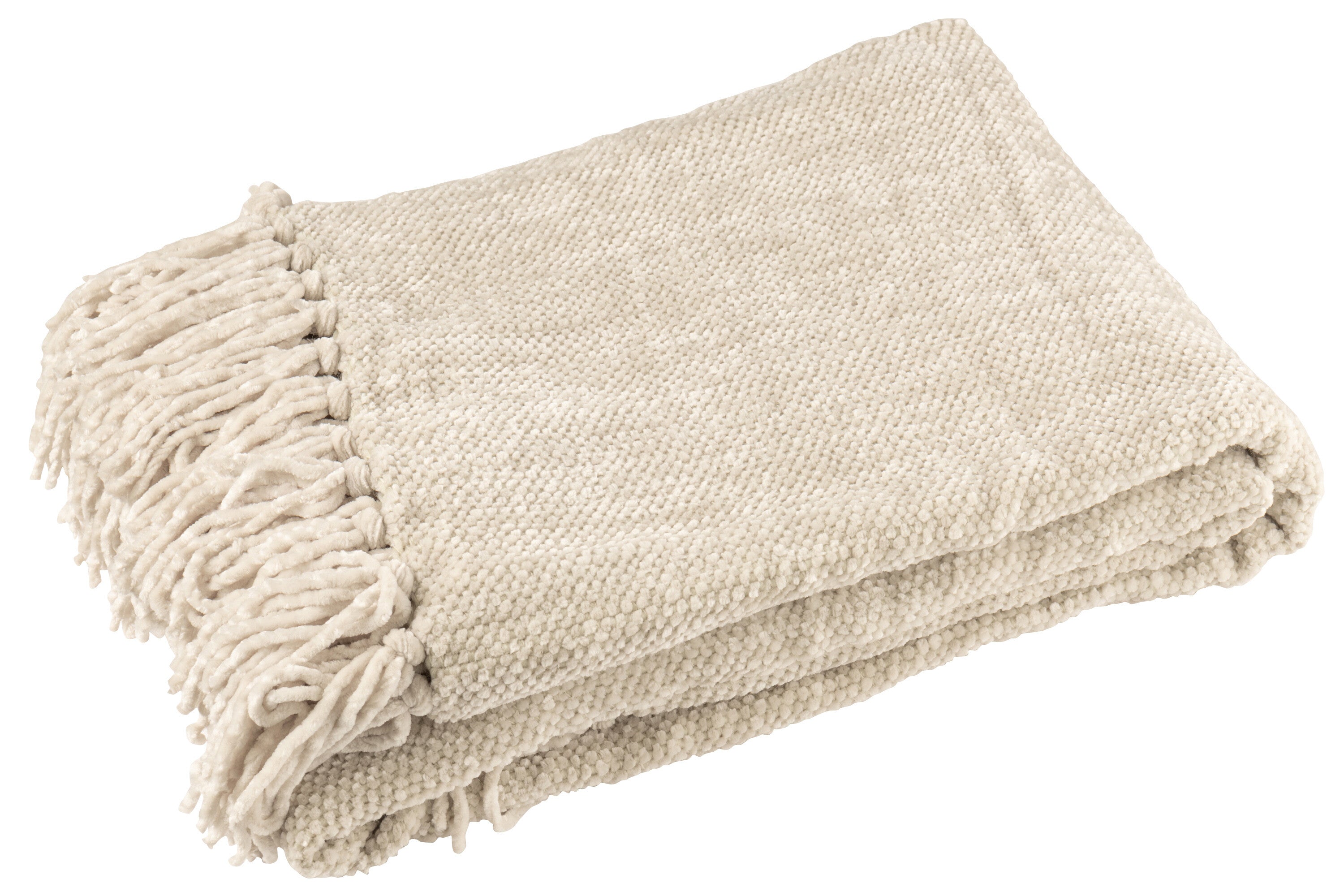 Plaid chenille polyester écru - J-LINE