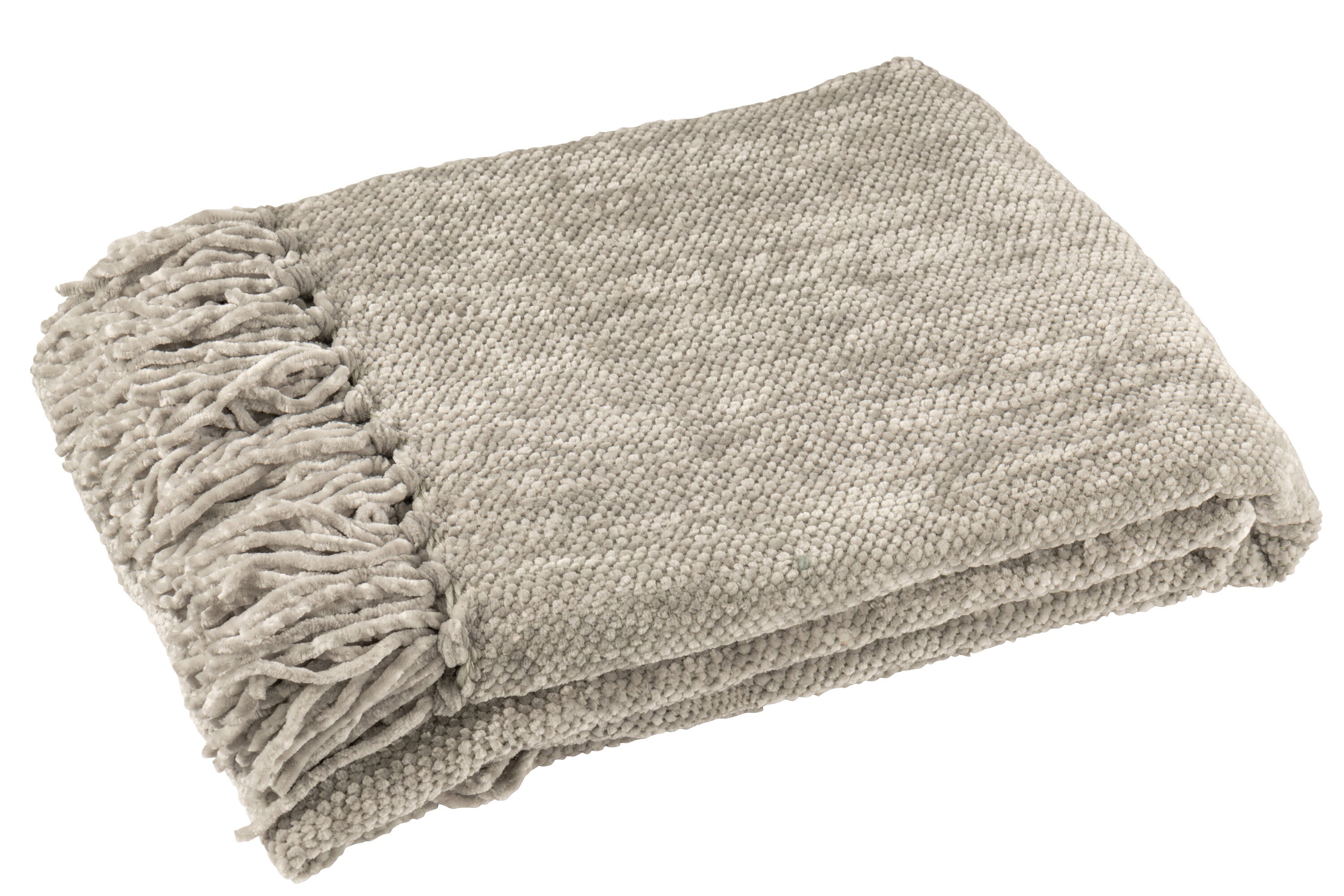Plaid chenille polyester gris-vert - J-LINE