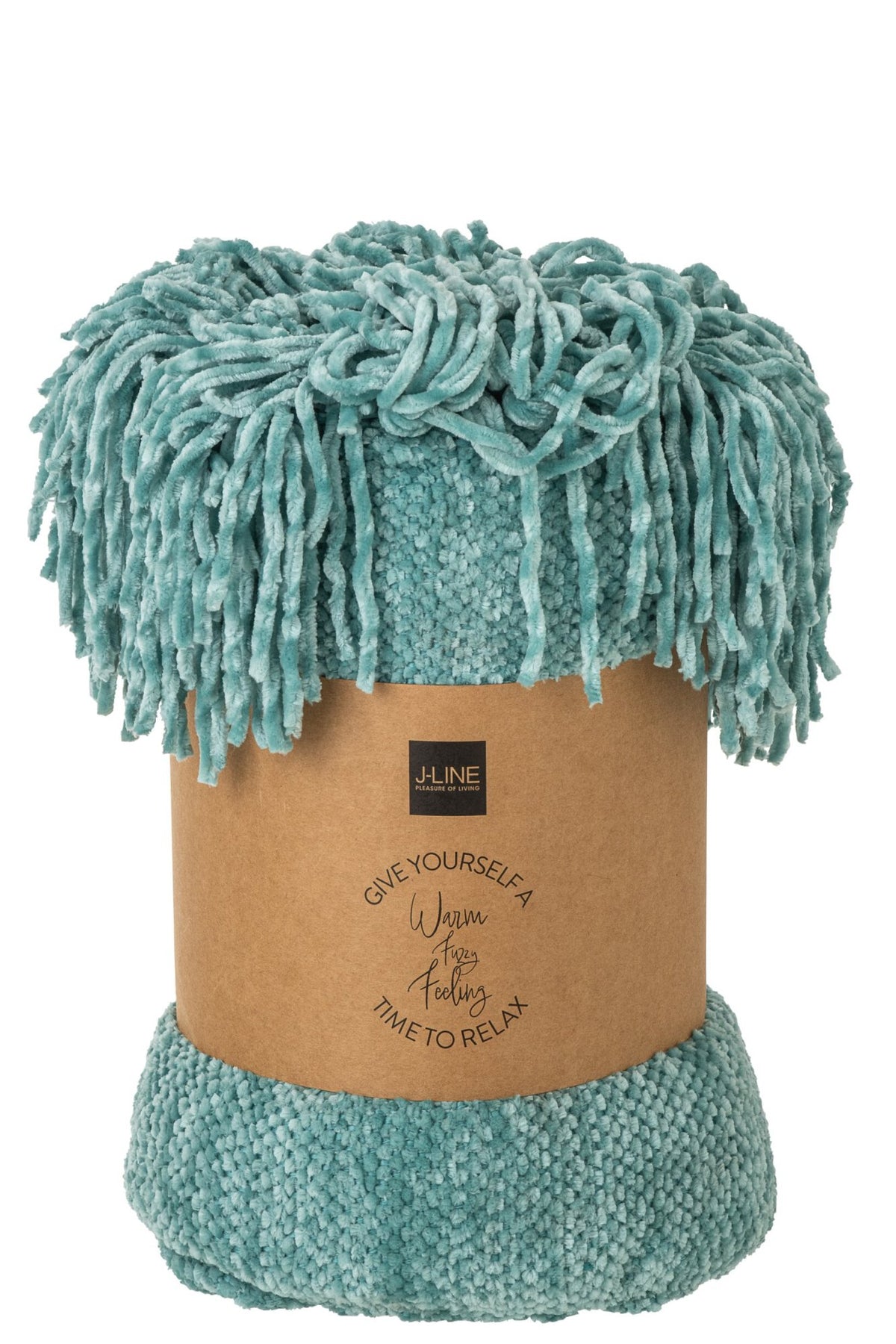 Plaid Chenille Polyester Turquoise - J-LINE