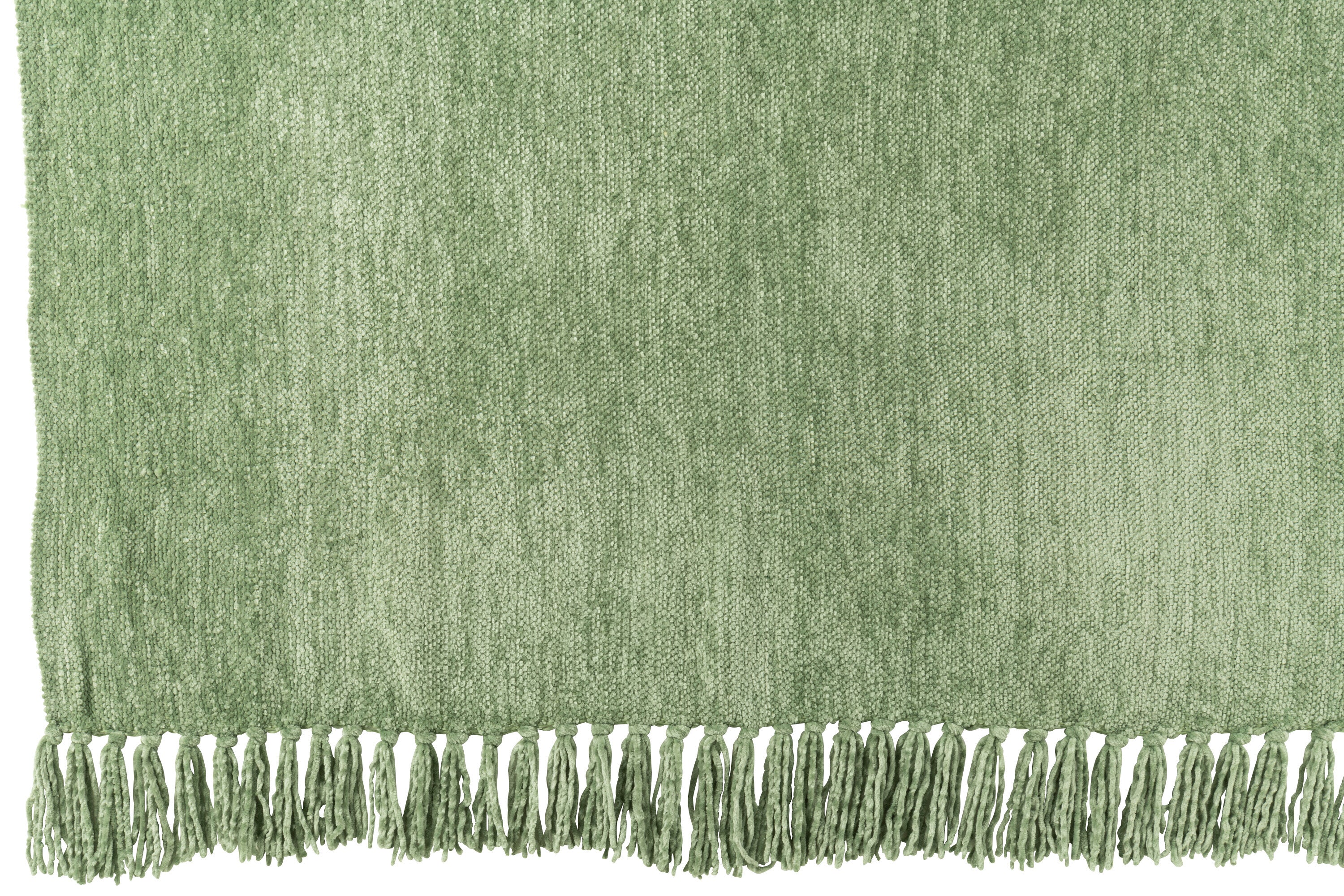 Plaid chenille polyester vert mousse - J-LINE