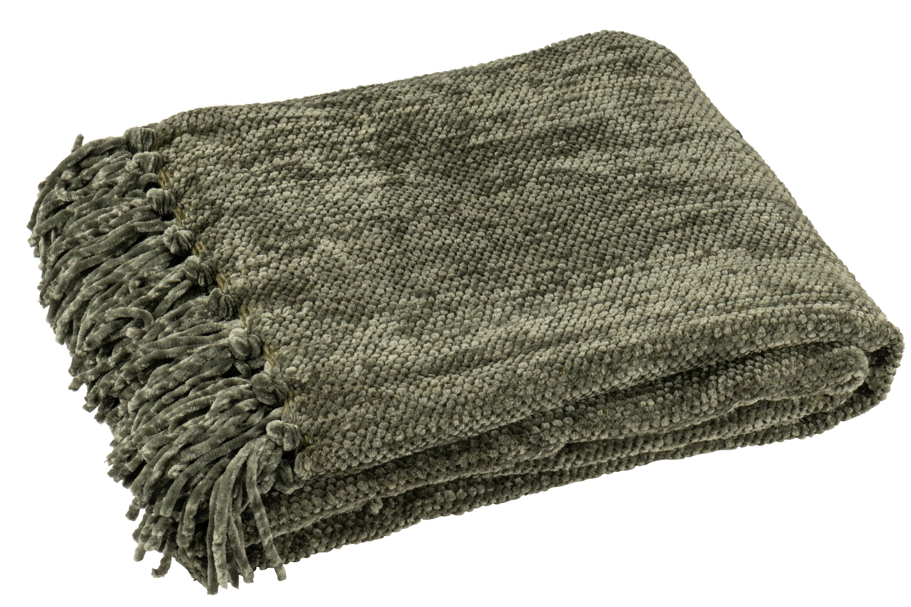 Plaid chenille polyester vert foncé - J-LINE