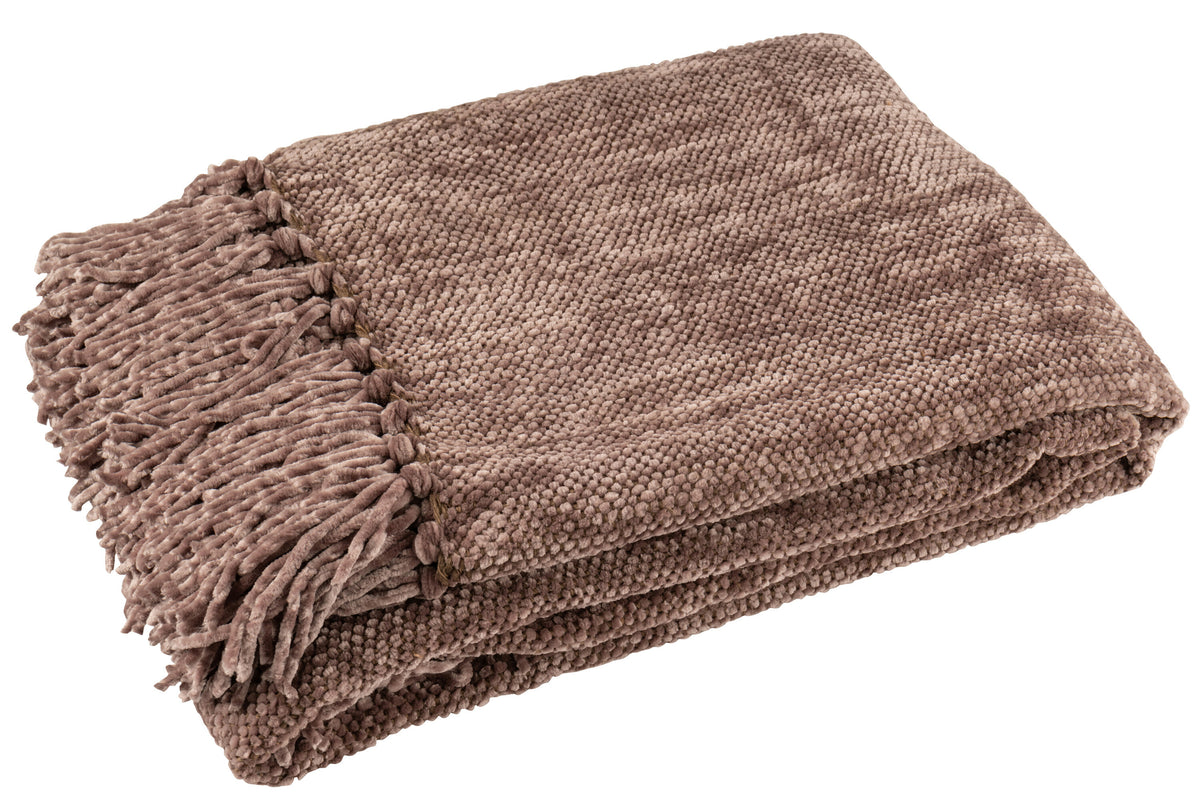 Plaid Chenille Polyester Brun Foncé - J-LINE