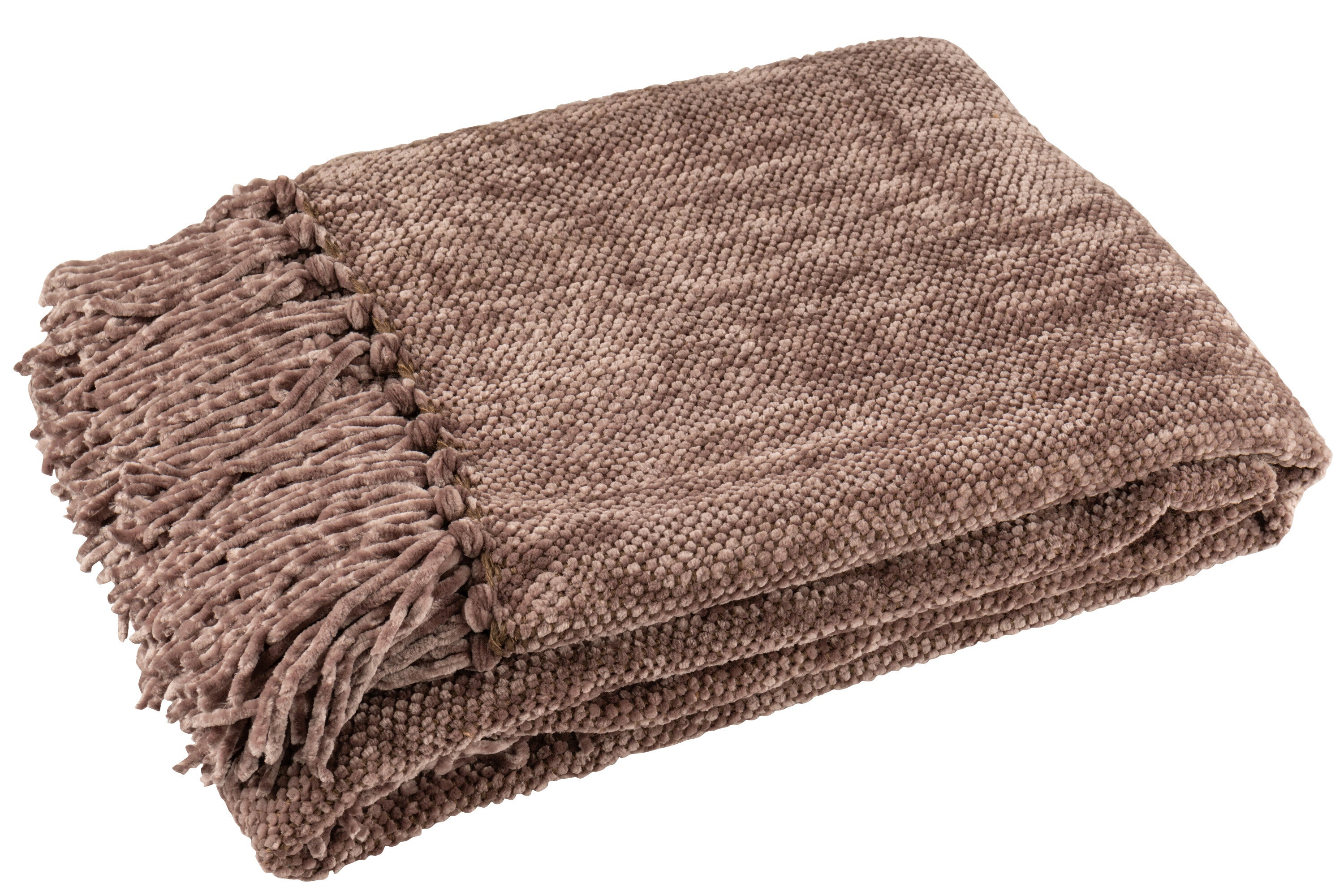 Plaid chenille polyester marron foncé - J-LINE