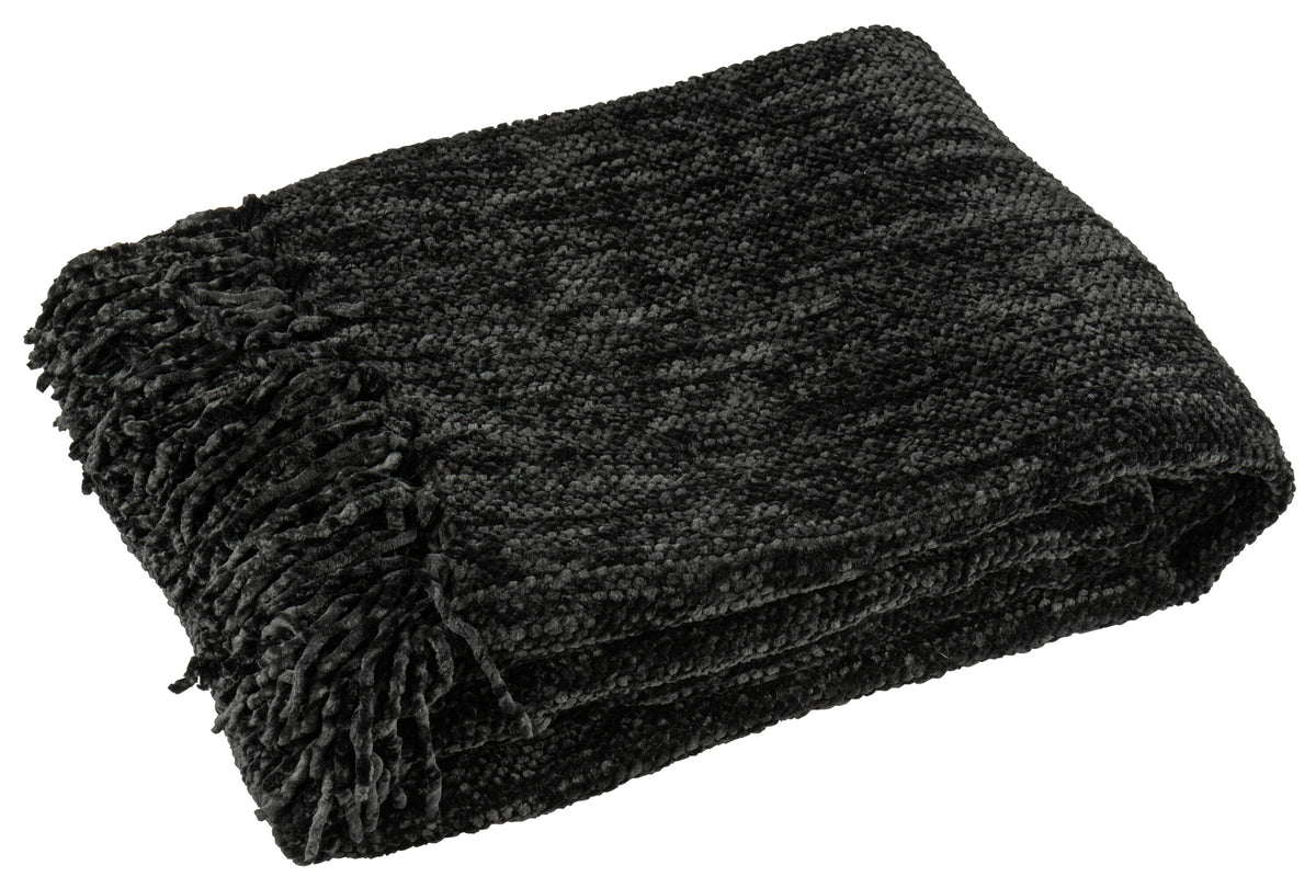 Plaid Chenille Polyester Zwart - J-LINE