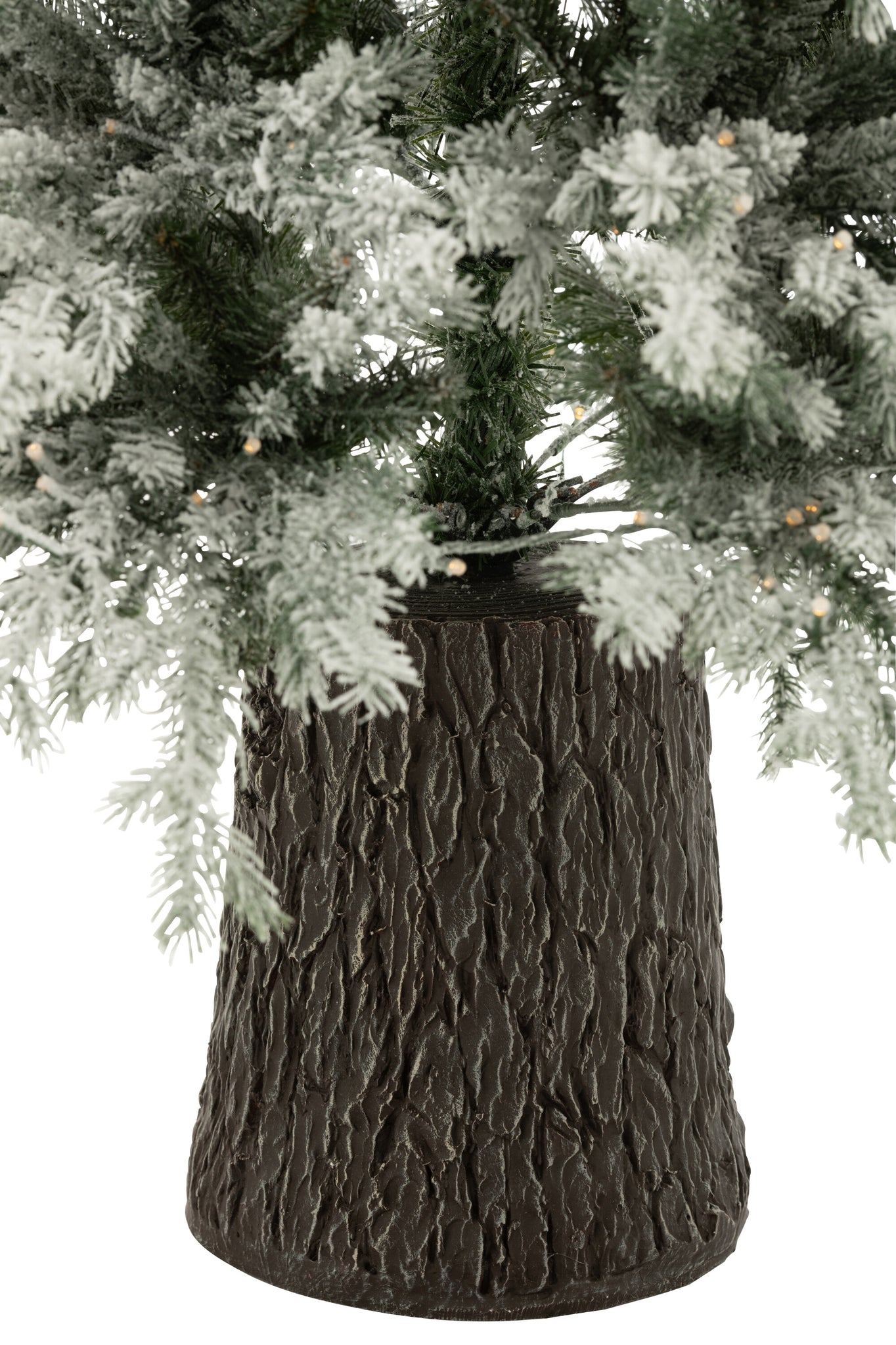 Kerstboom 600 Led Houten Voet Besneeuwd Kunstmatig Donkergroen - J-LINE