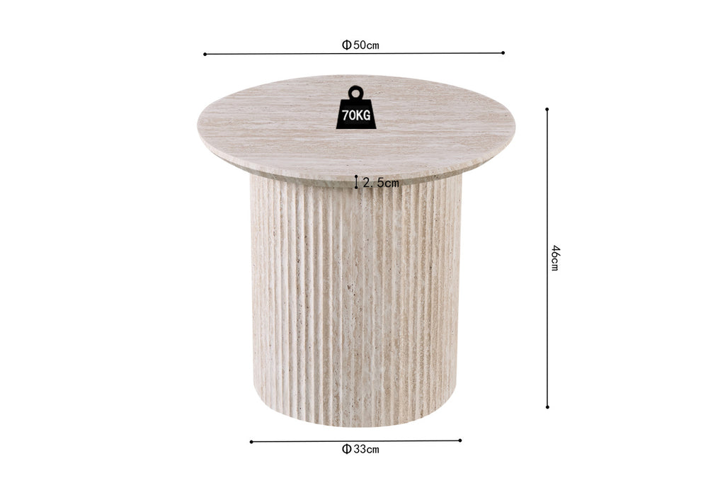 Salontafel 'Lagos' 50 cm Rond Decor Travertin Beige - RS