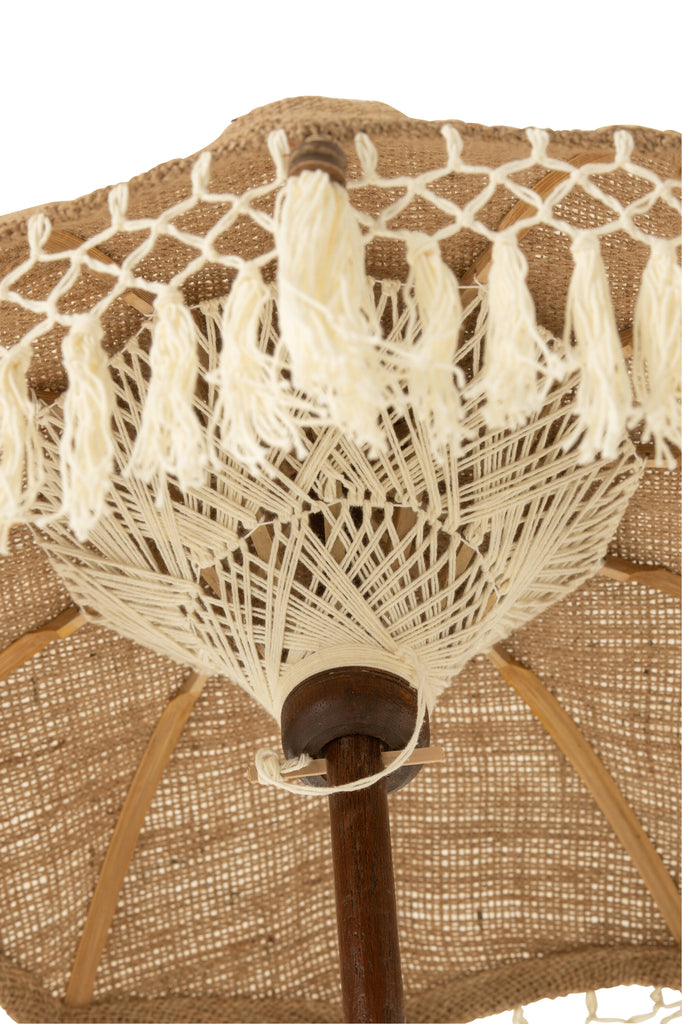 Parasol à pompons et base en jute S - J-LINE