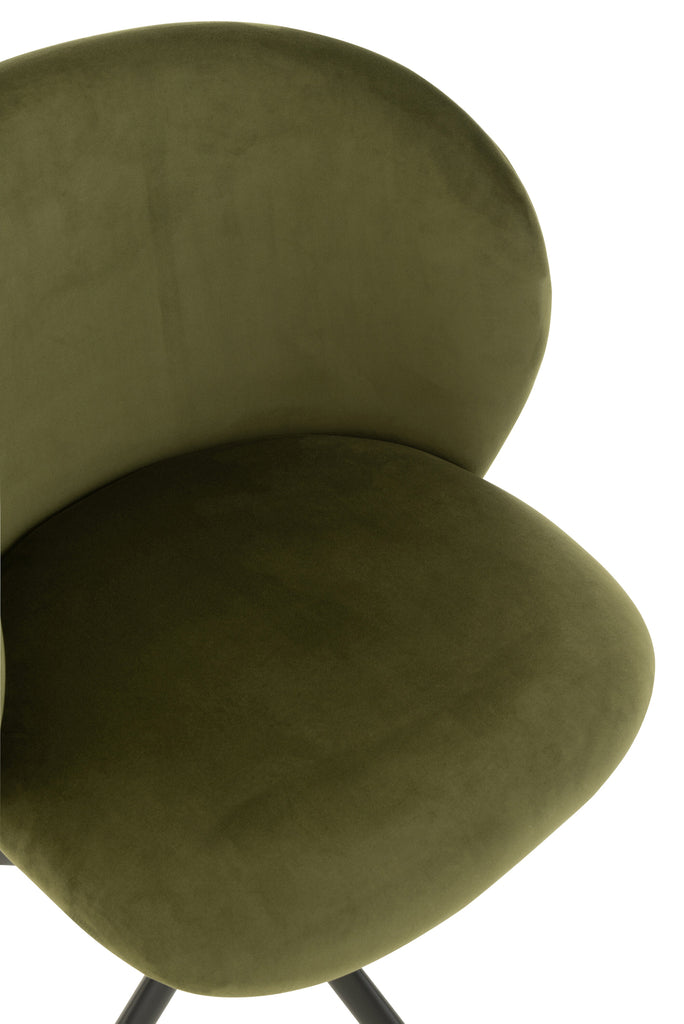 Chaise réglable et rotative en velours vert foncé - J-LINE