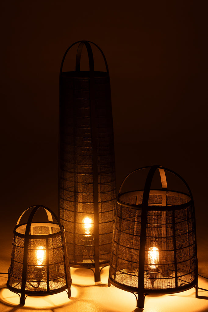 Lampadaire Don en coton et bambou noir - J-LINE