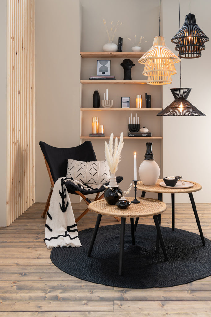 Hanglamp Lagen Bamboe Zwart L - J-LINE