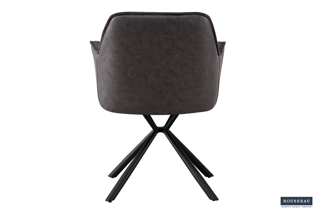 Stoel 'Lucie' Bouclé Grijs Rug PU Lichtgrijs - RS