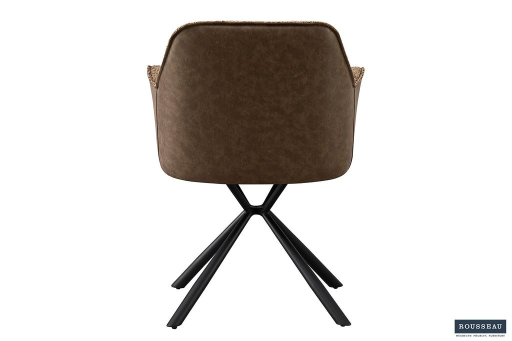 Stoel 'Lucie' Bouclé Zand Rug PU Bruin - RS