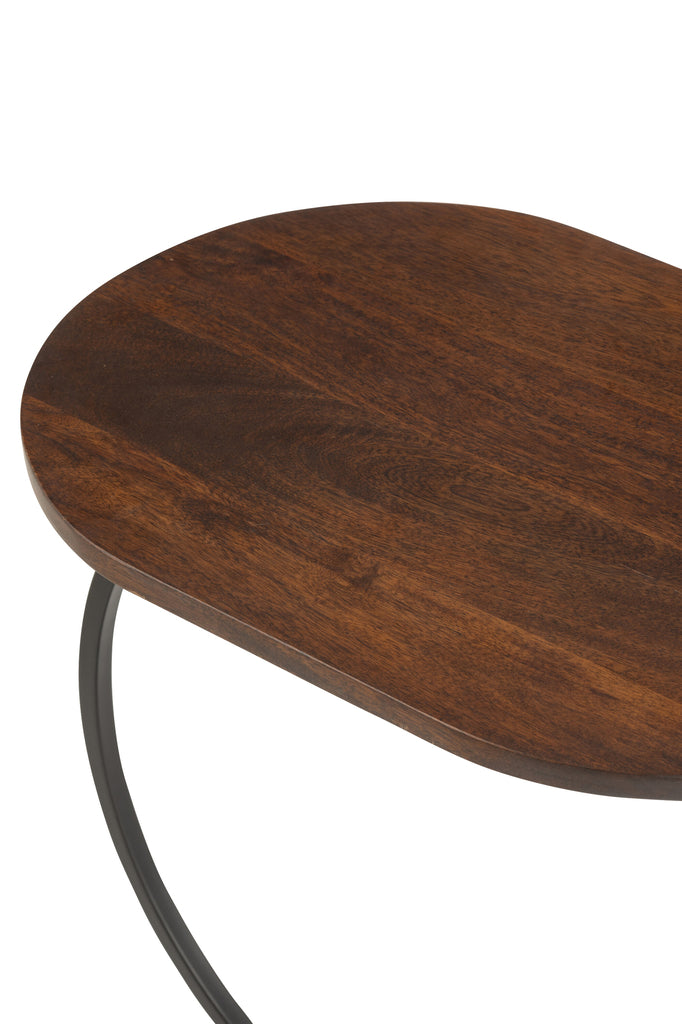 Bijzettafel Swoosh ijzer/mangohout - J-LINE