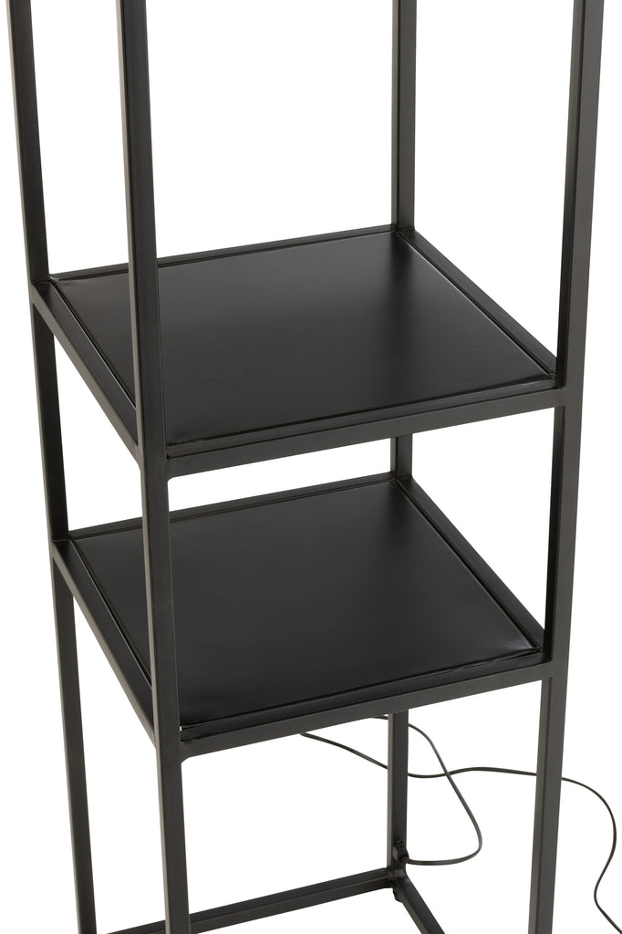 Lampadaire carré Fer/Jute Naturel/Noir - J-LINE