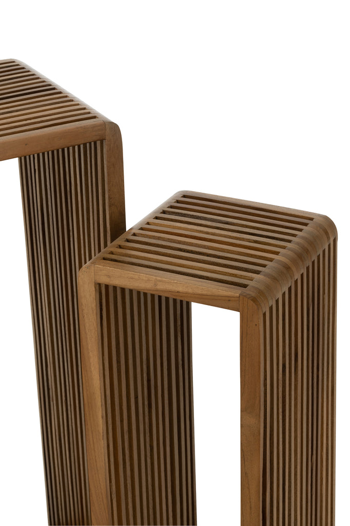 Plantenstand S/2 gerecycleerde teak bruin - J-LINE