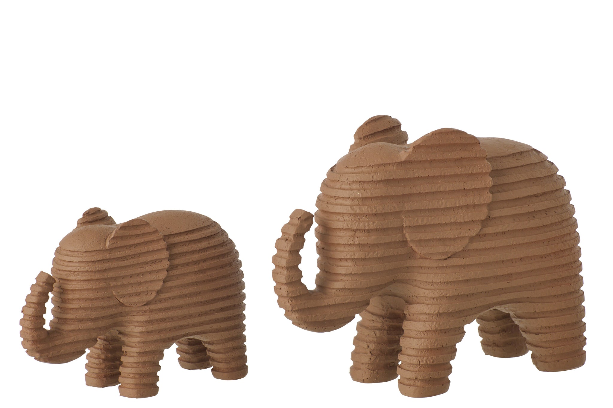 Olifant Gestreept Polyresin Bruin L - J-LINE