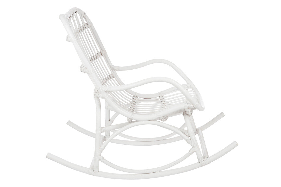 Schommelstoel rotan wit - J-LINE