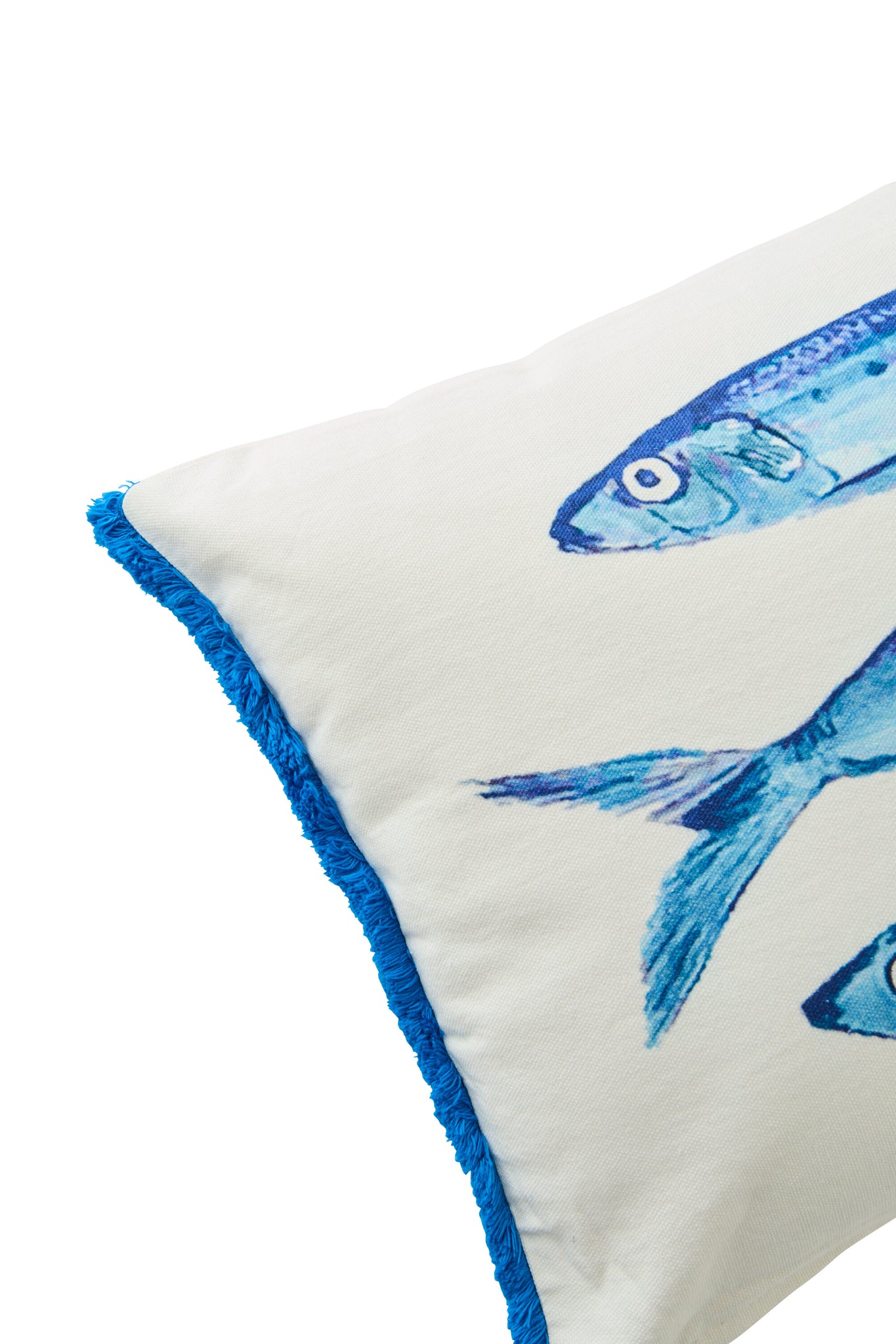 Kussen Sardines Katoen Wit/Blauw - J-LINE