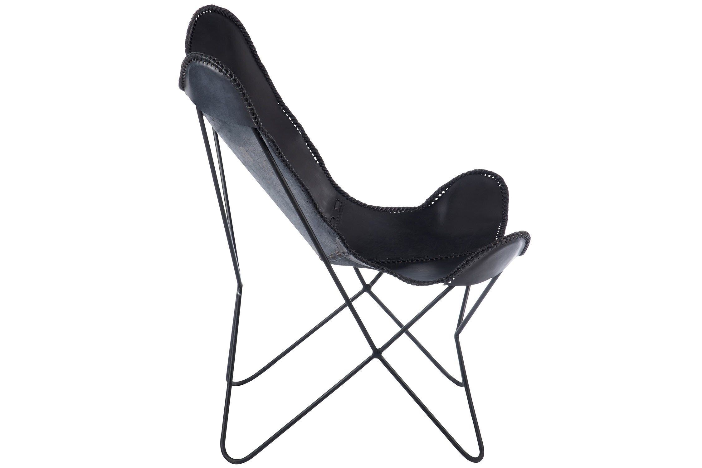 Lounge Stoel Leer/Metaal Zwart - J-LINE