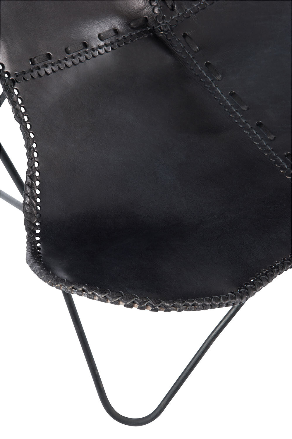 Lounge Stoel Leer/Metaal Zwart - J-LINE