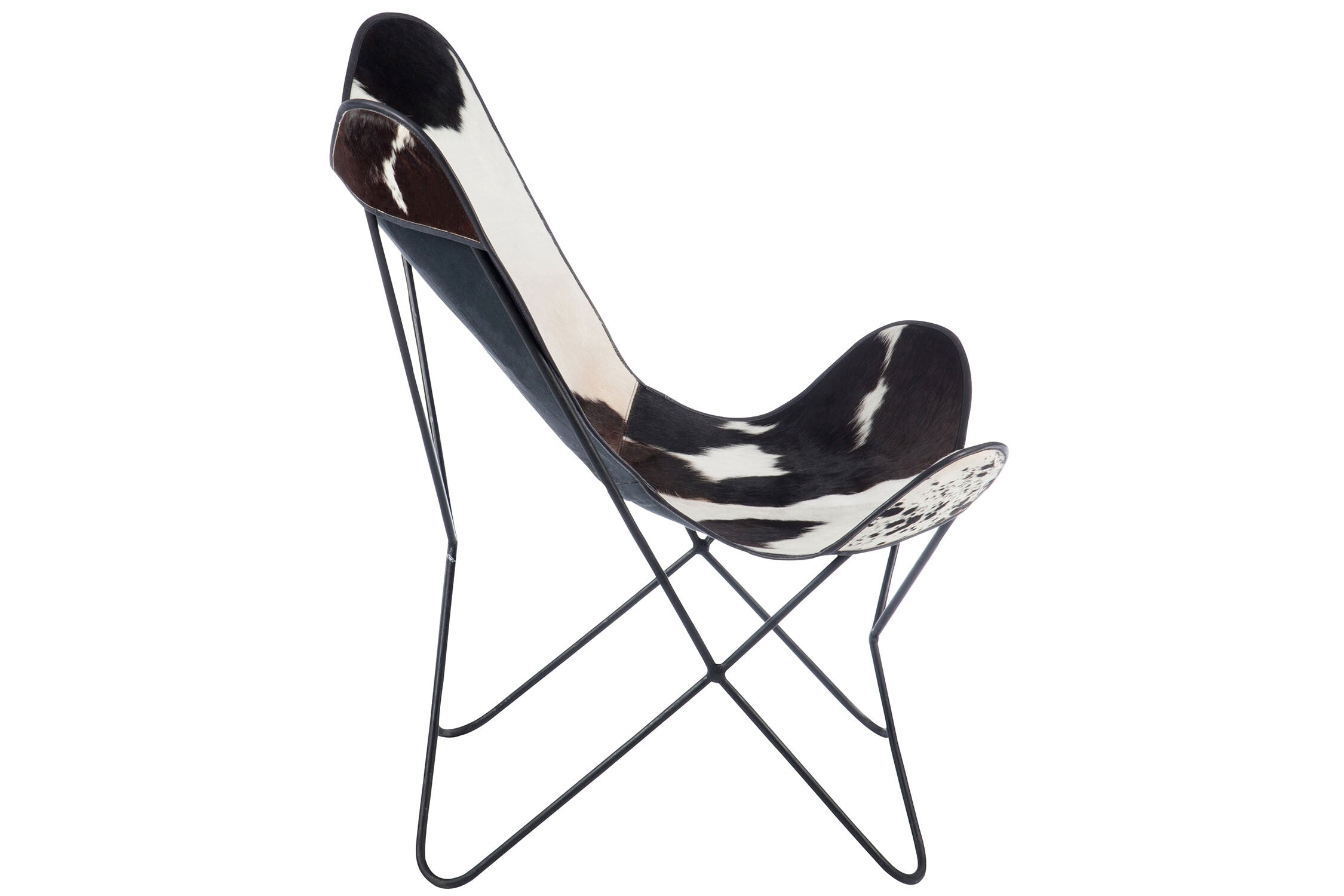 Lounge Stoel Koeienhuid/Metaal Wit/Zwart - J-LINE