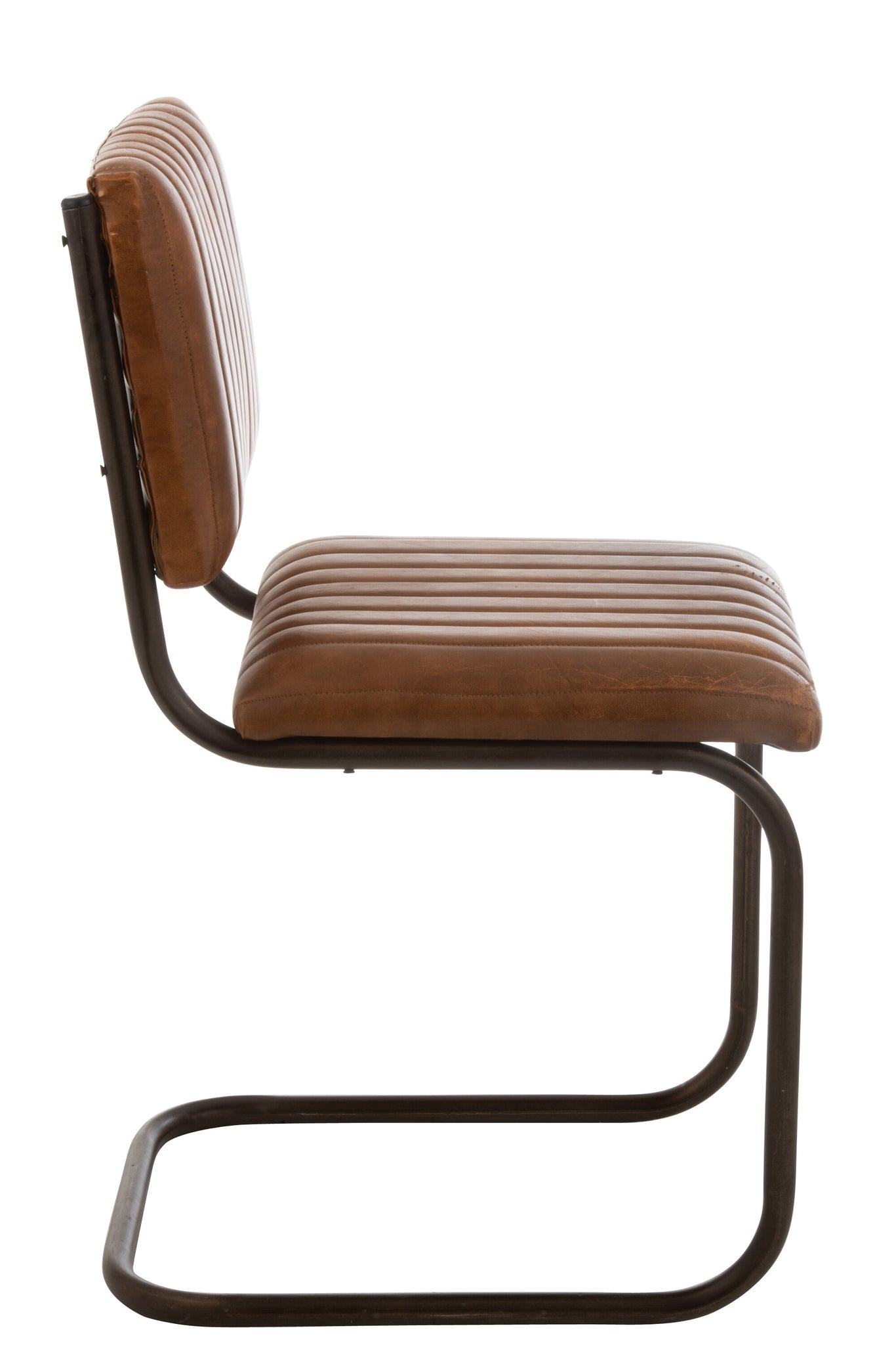 Chaise Moderne Cuir/Métal Cognac - J-LINE