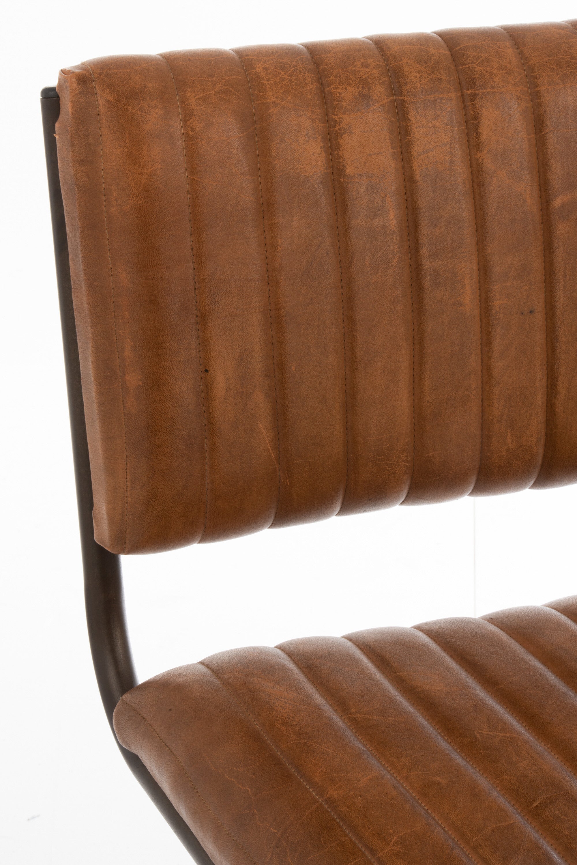 Stoel Modern Leer/Metaal Cognac - J-LINE