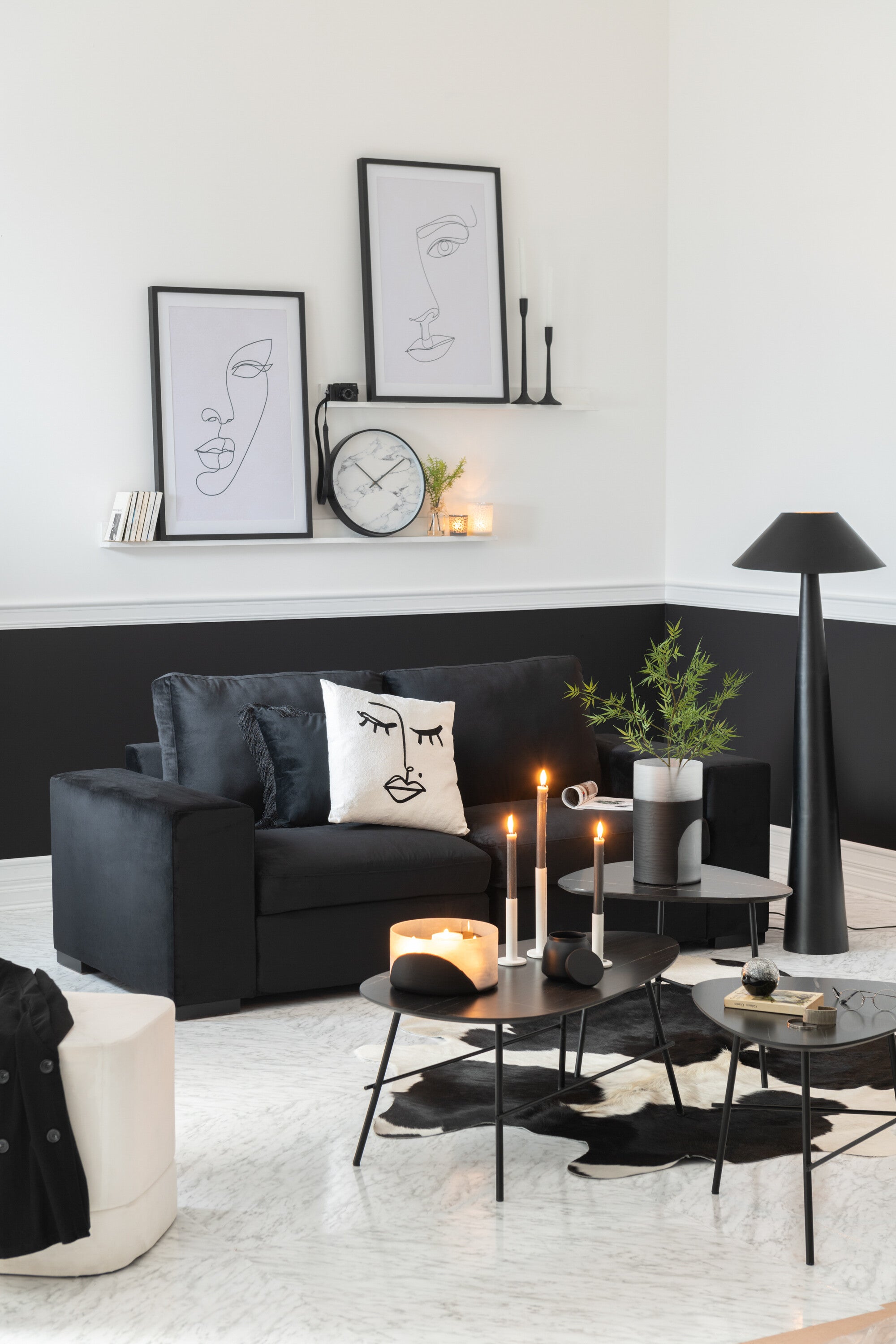Klok Marmer Plastic Zwart - J-LINE