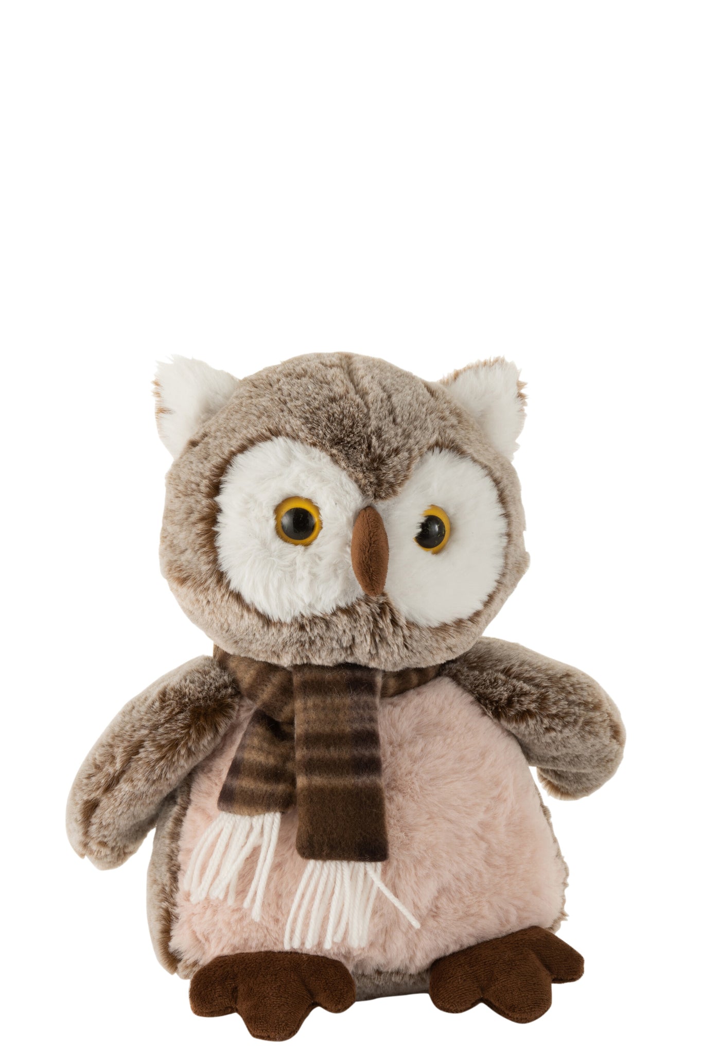 Uil+Sjaal Pluche Bruin/Beige L - J-LINE
